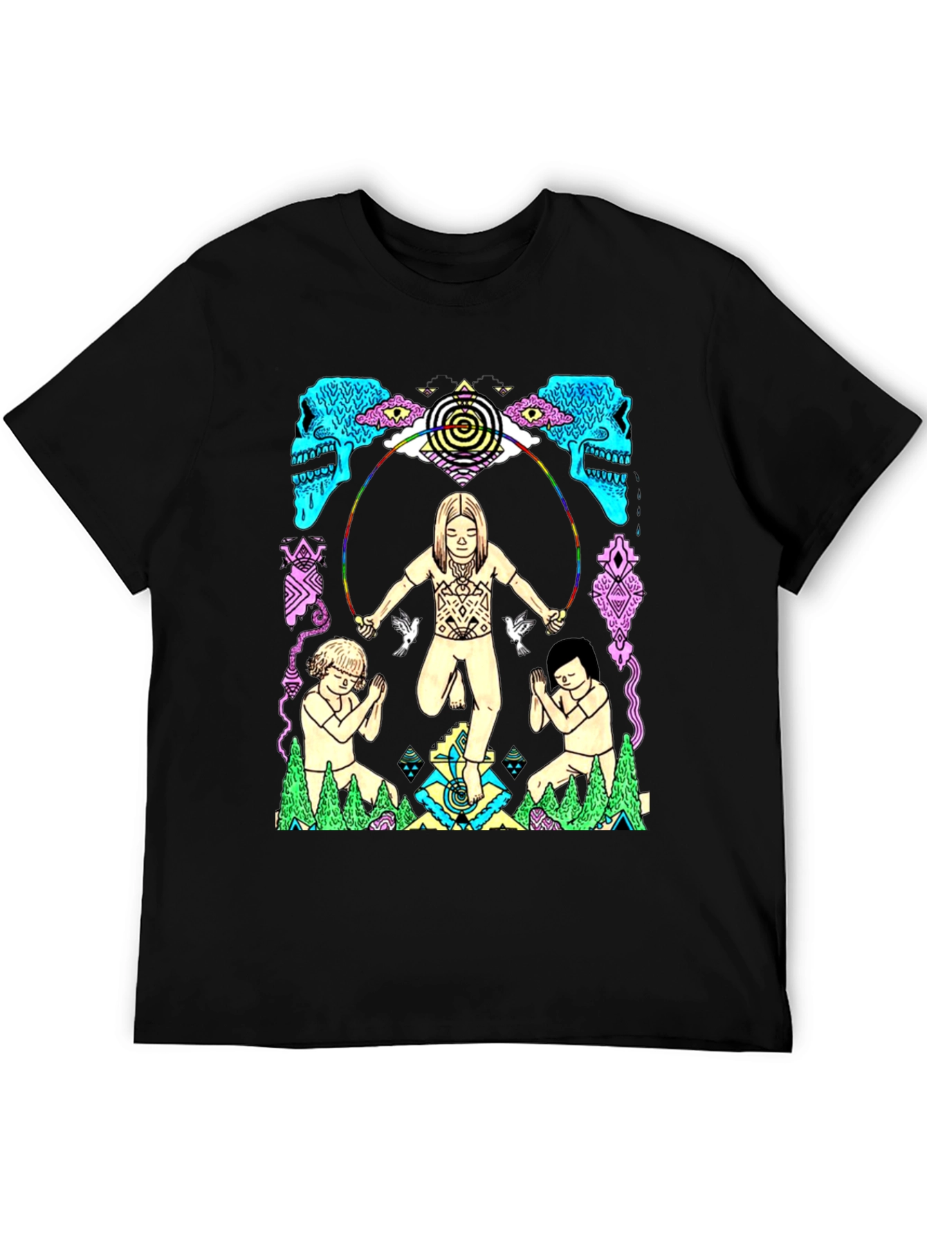 Psychedelic Graphic Print Black T-Shirt