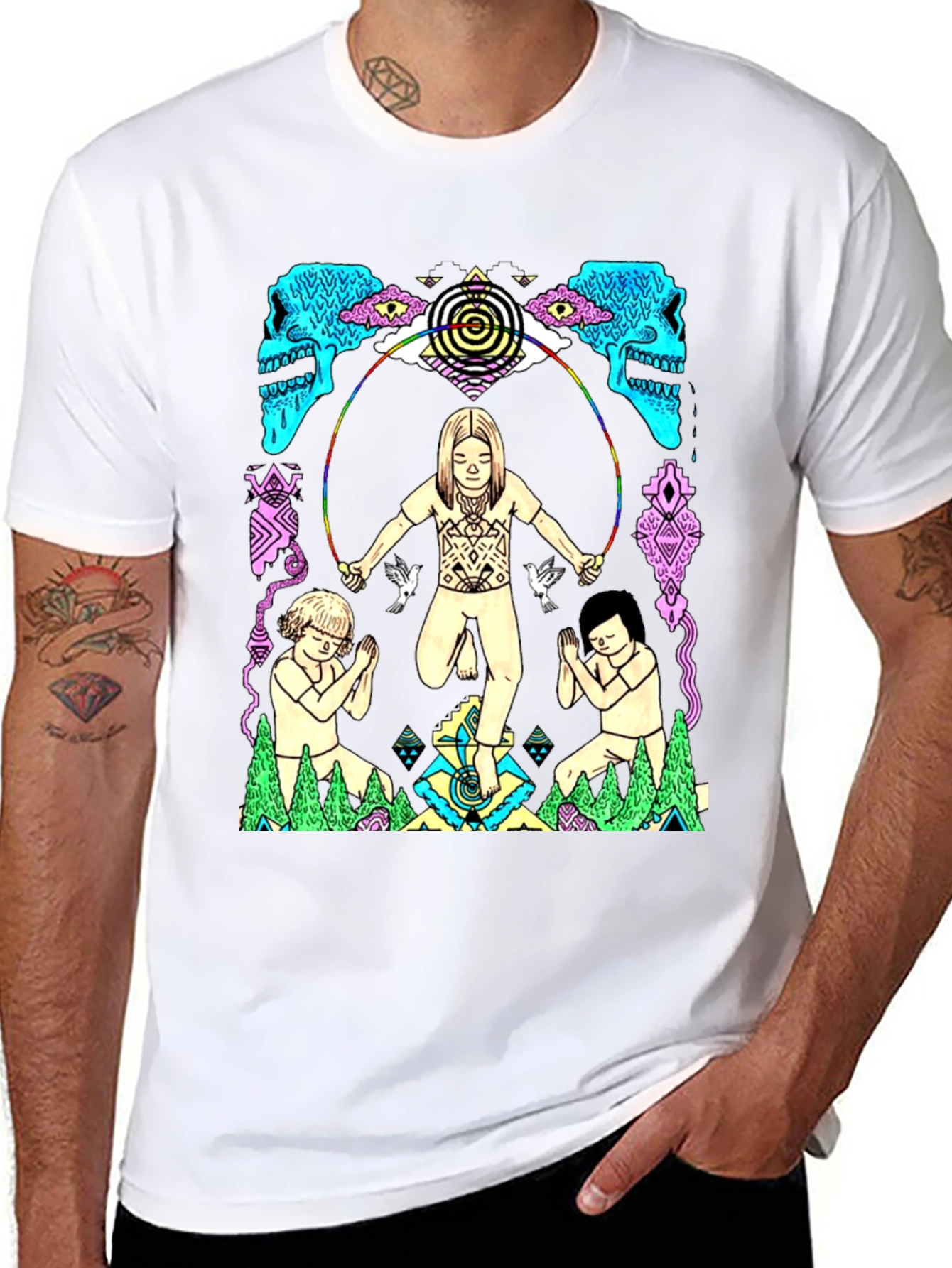 Psychedelic Graphic Print Black T-Shirt