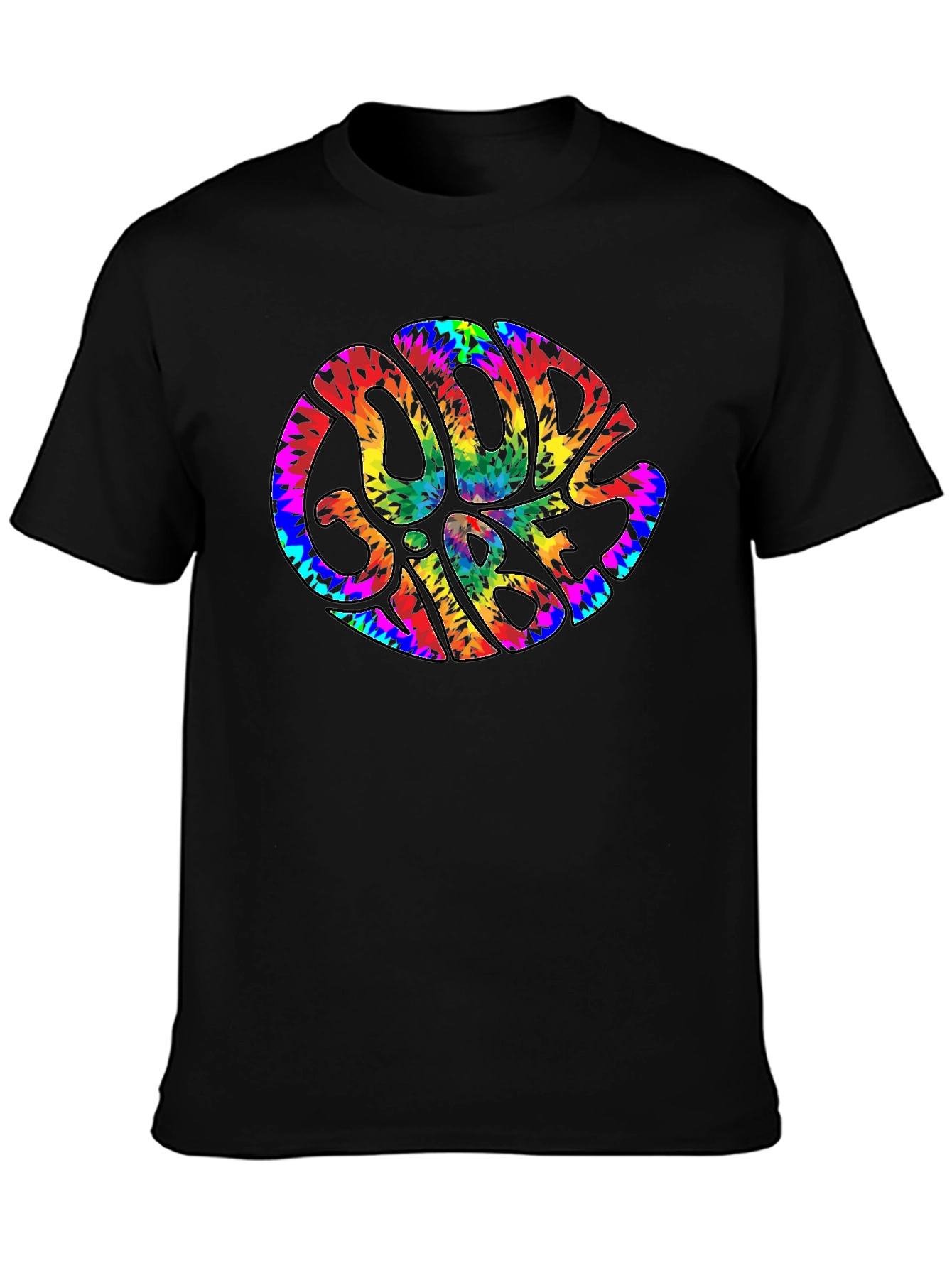 Good Vibes Tie Dye Graphic Tee - Retro Style