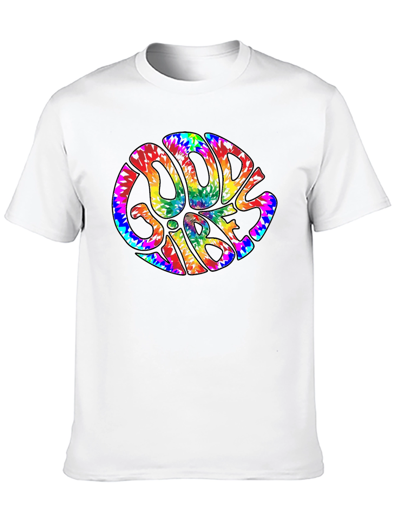 Good Vibes Tie Dye Graphic Tee - Retro Style