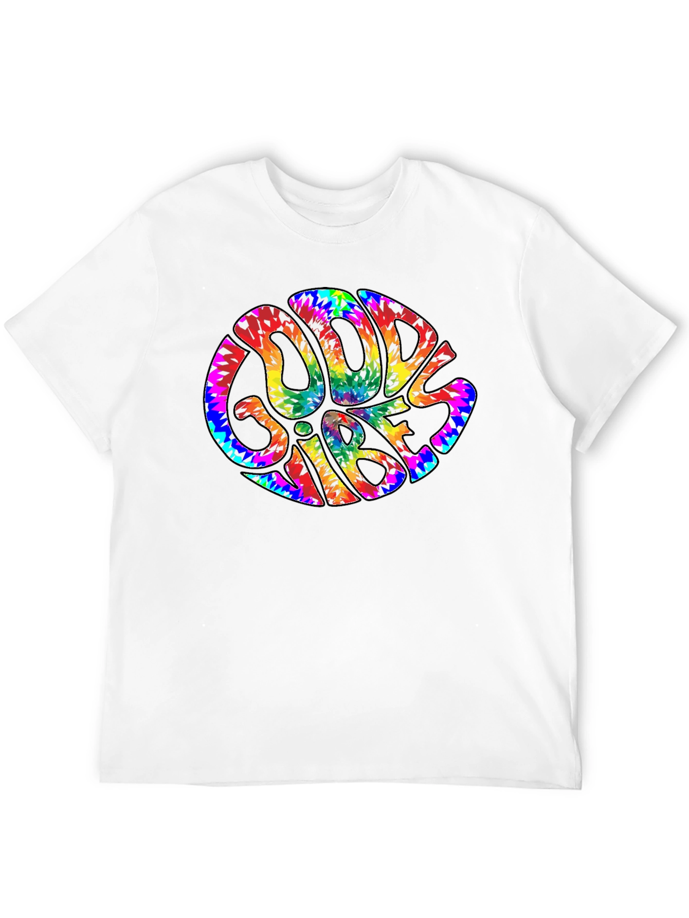 Good Vibes Tie Dye Graphic Tee - Retro Style