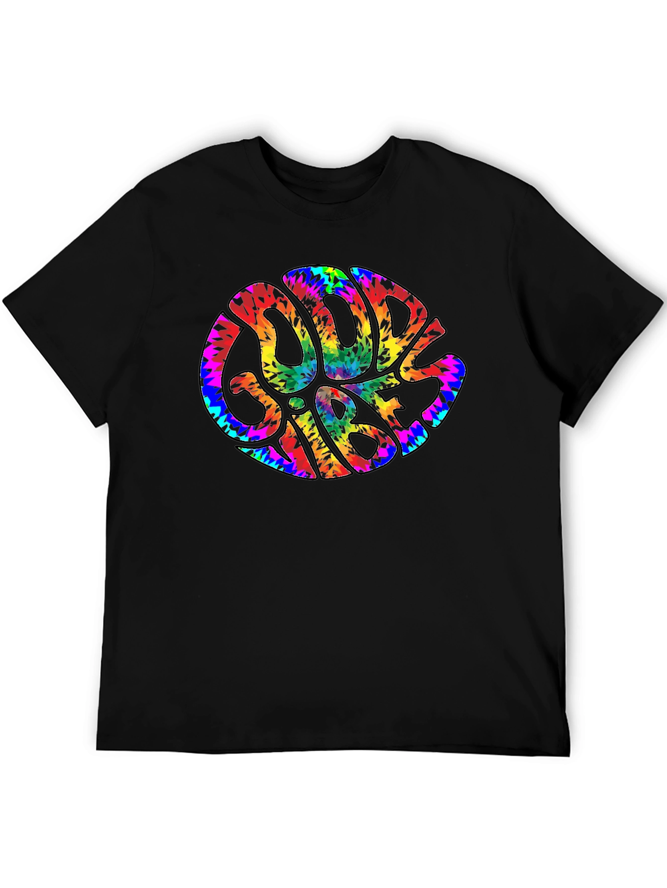 Good Vibes Tie Dye Graphic Tee - Retro Style