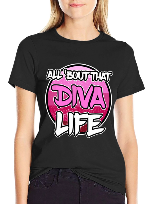 Diva Life Graphic T-Shirt - Black Cotton Blend