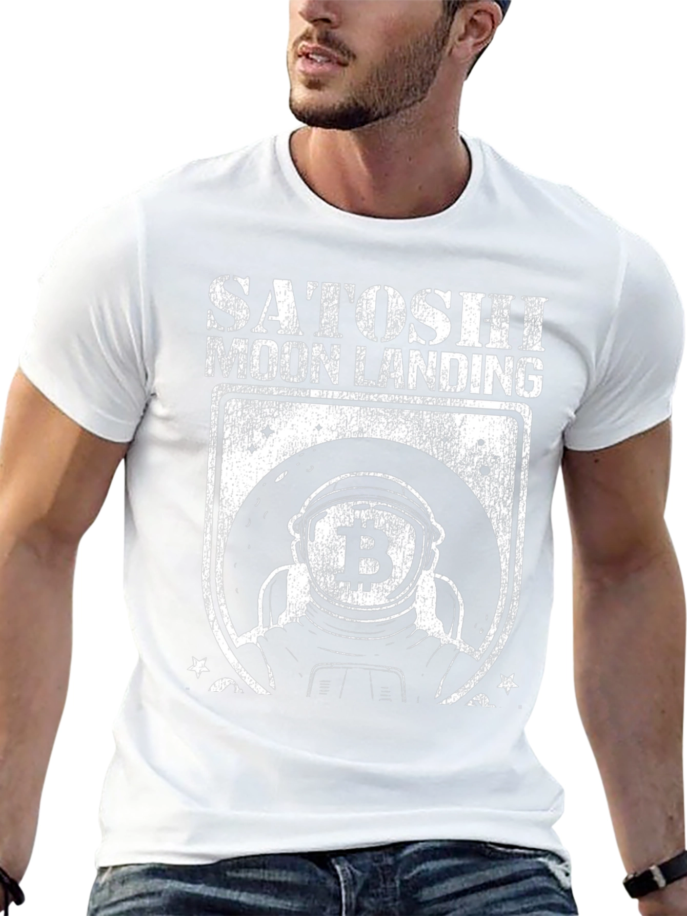 Satoshi Moon Landing Black Graphic T-Shirt