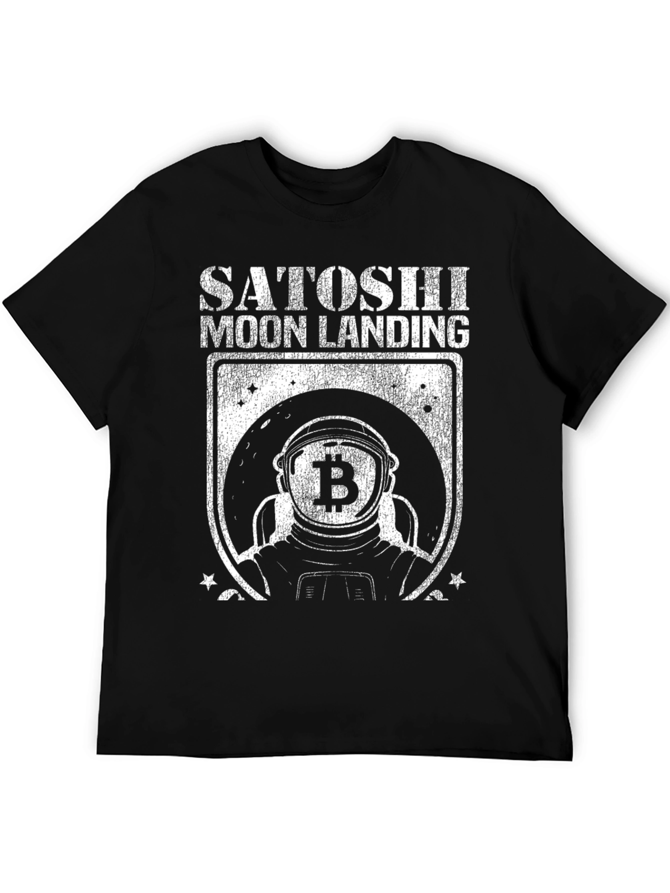 Satoshi Moon Landing Black Graphic T-Shirt