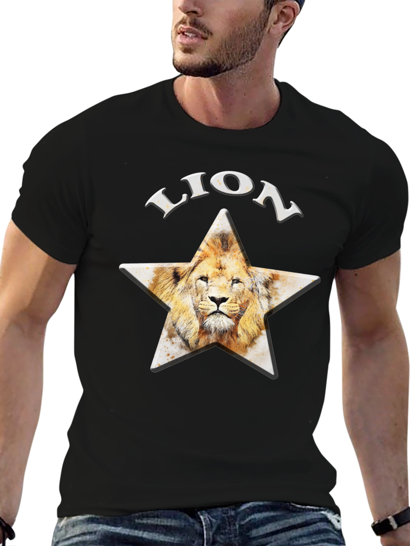 Lion Star Graphic T-Shirt - Black