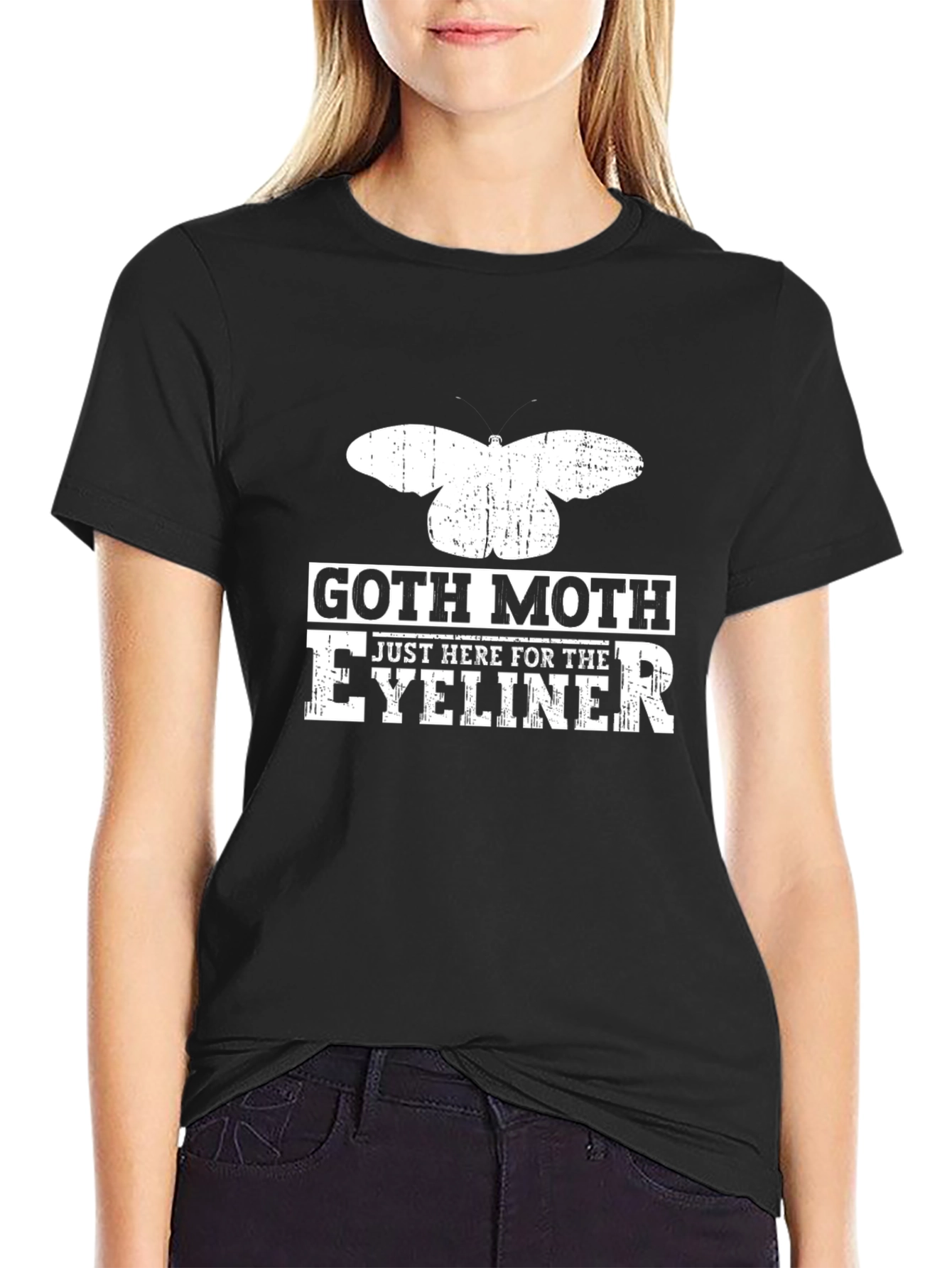 Goth Moth Eyeliner Graphic T-Shirt