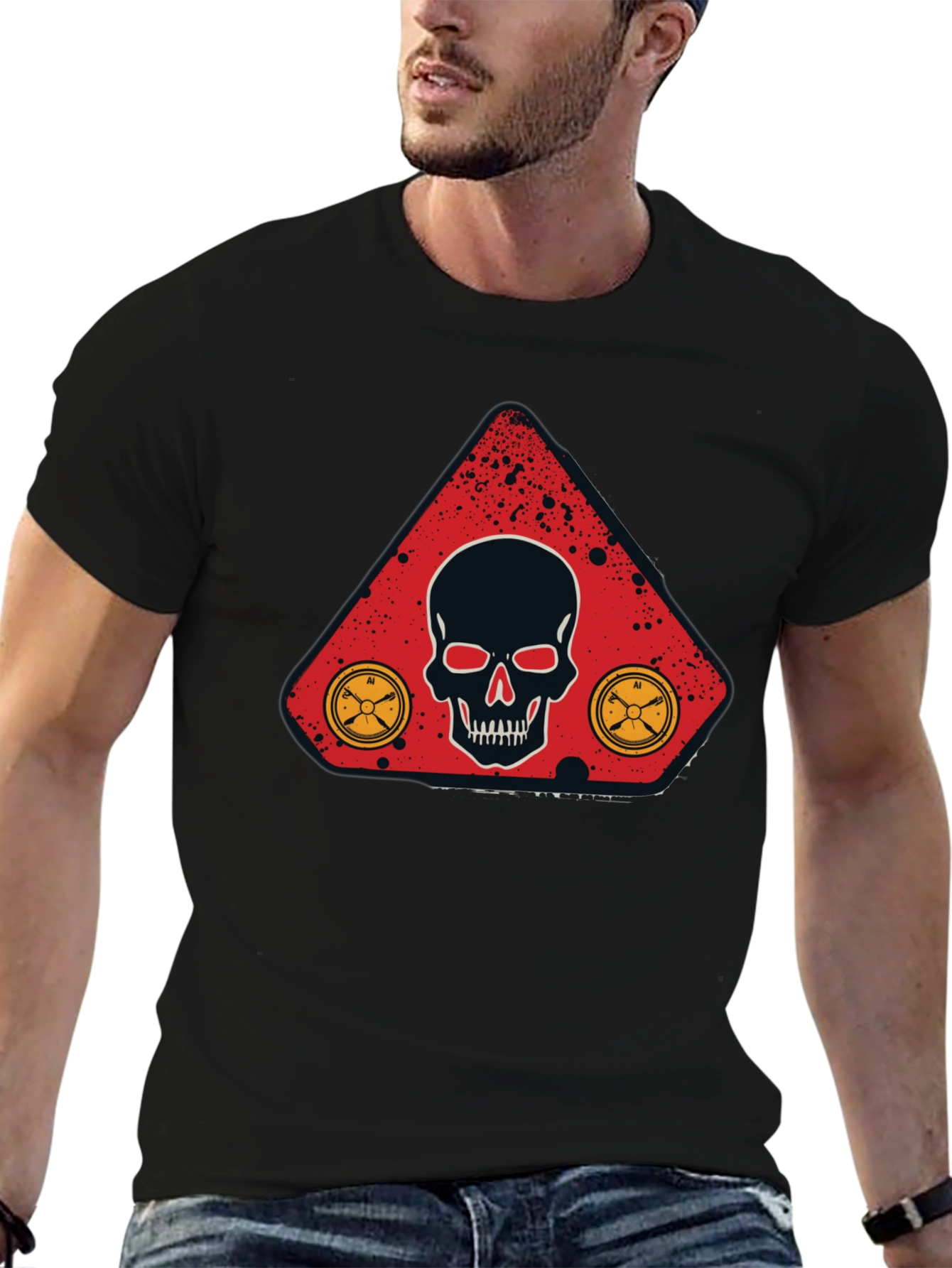 Skull & Compass Graphic Tee - Mens Black T-Shirt