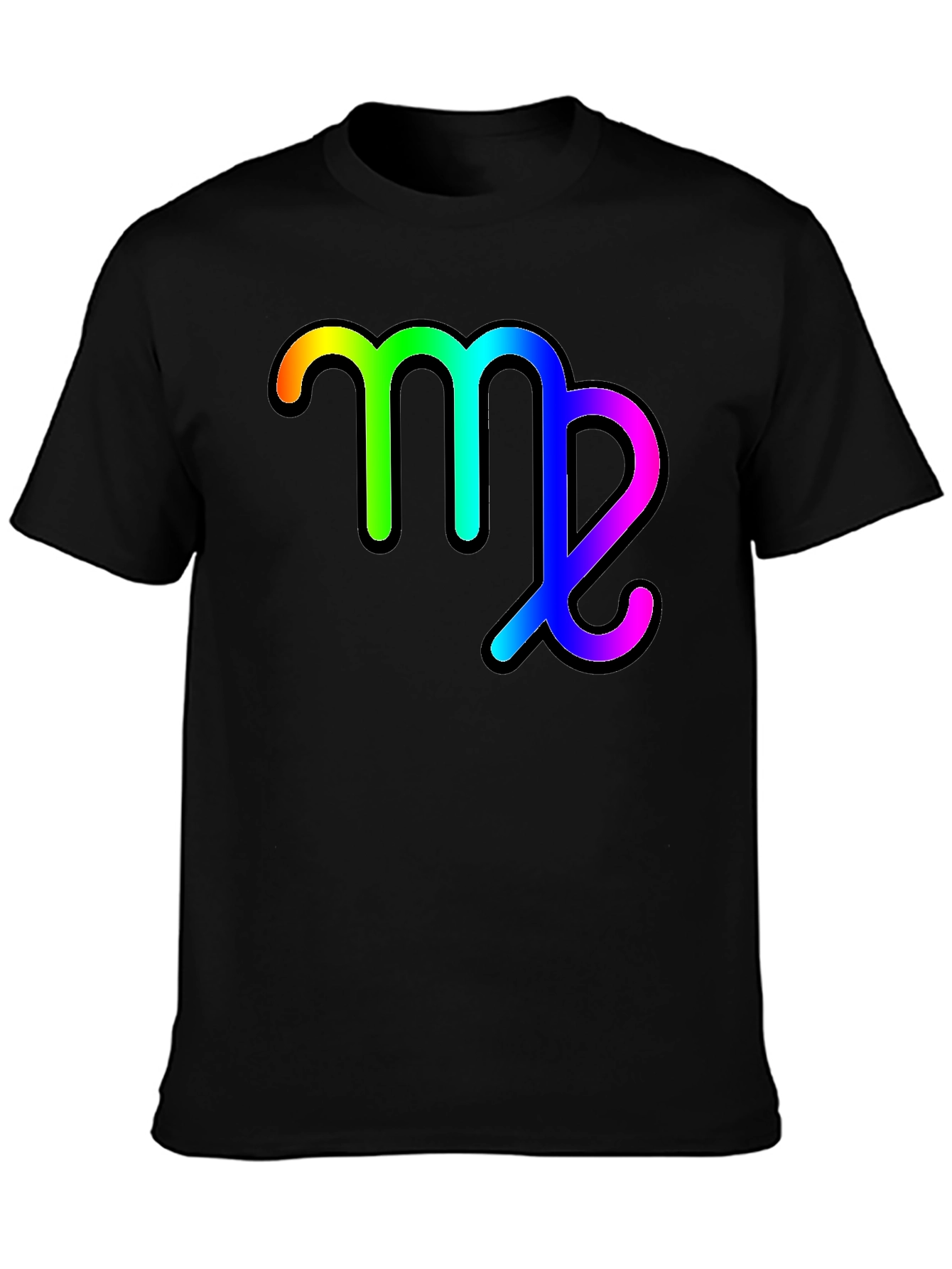 Rainbow Virgo Zodiac Sign Black T-Shirt