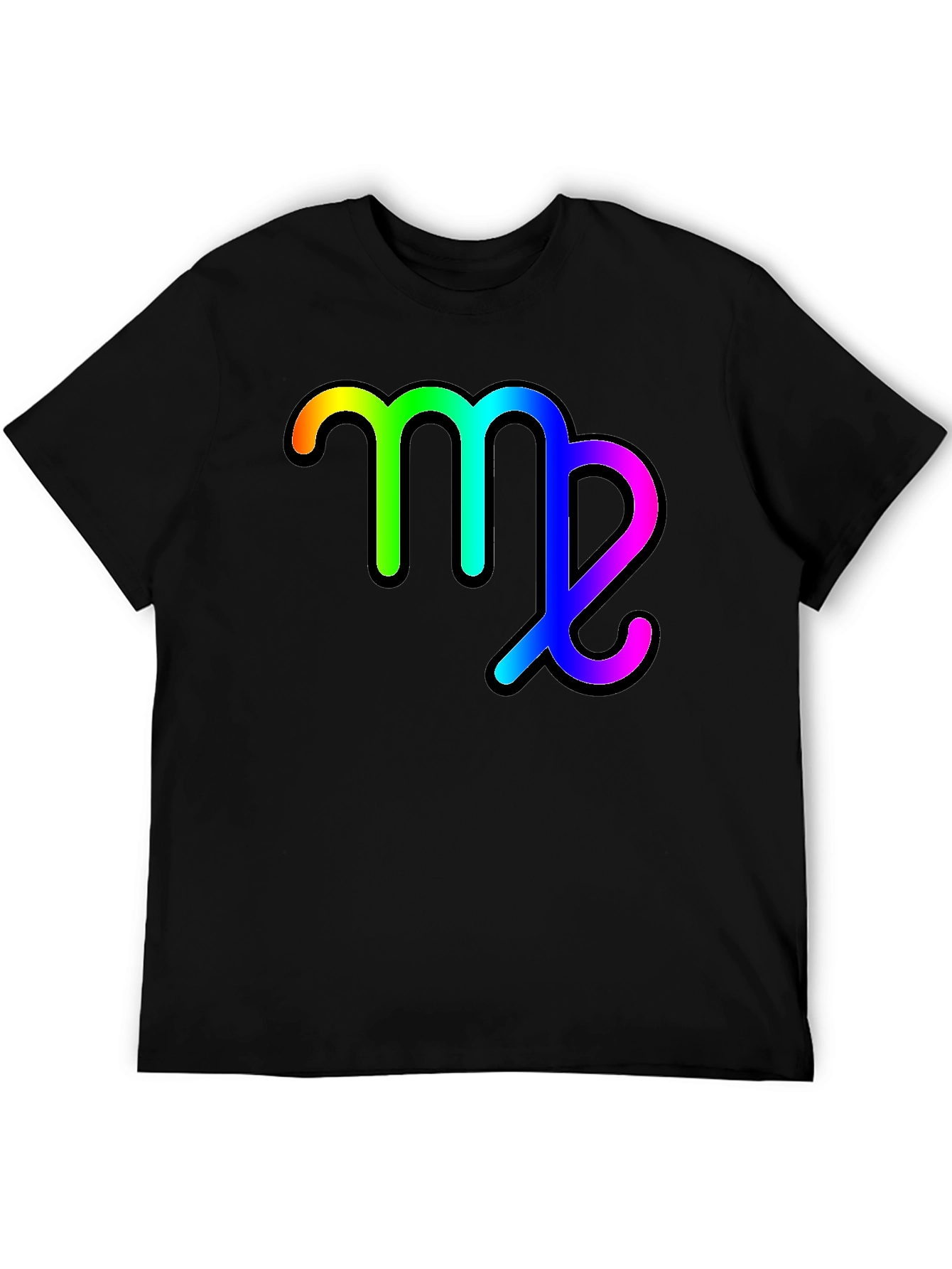 Rainbow Virgo Zodiac Sign Black T-Shirt