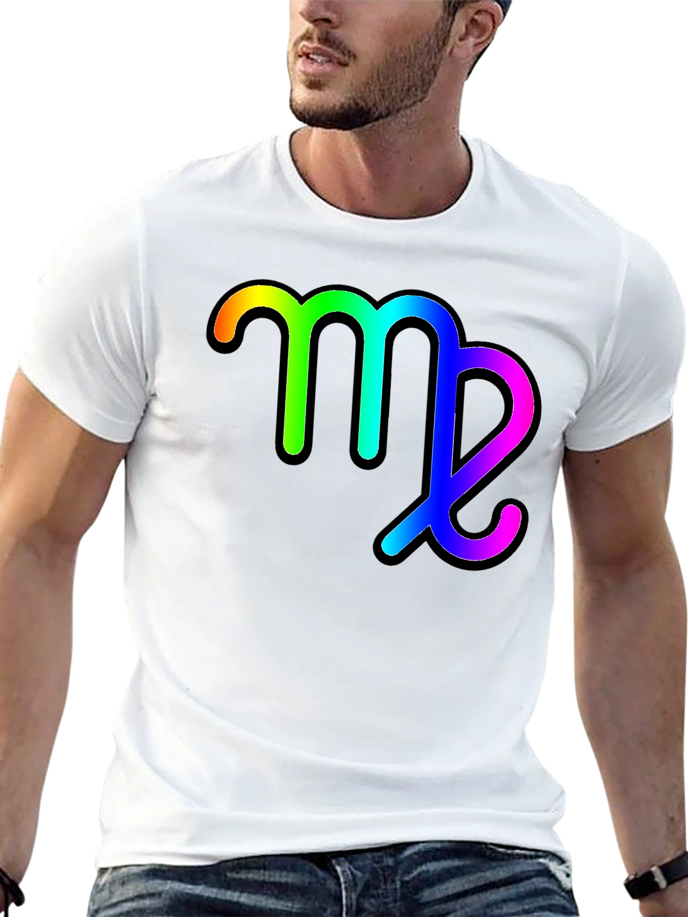 Rainbow Virgo Zodiac Sign Black T-Shirt