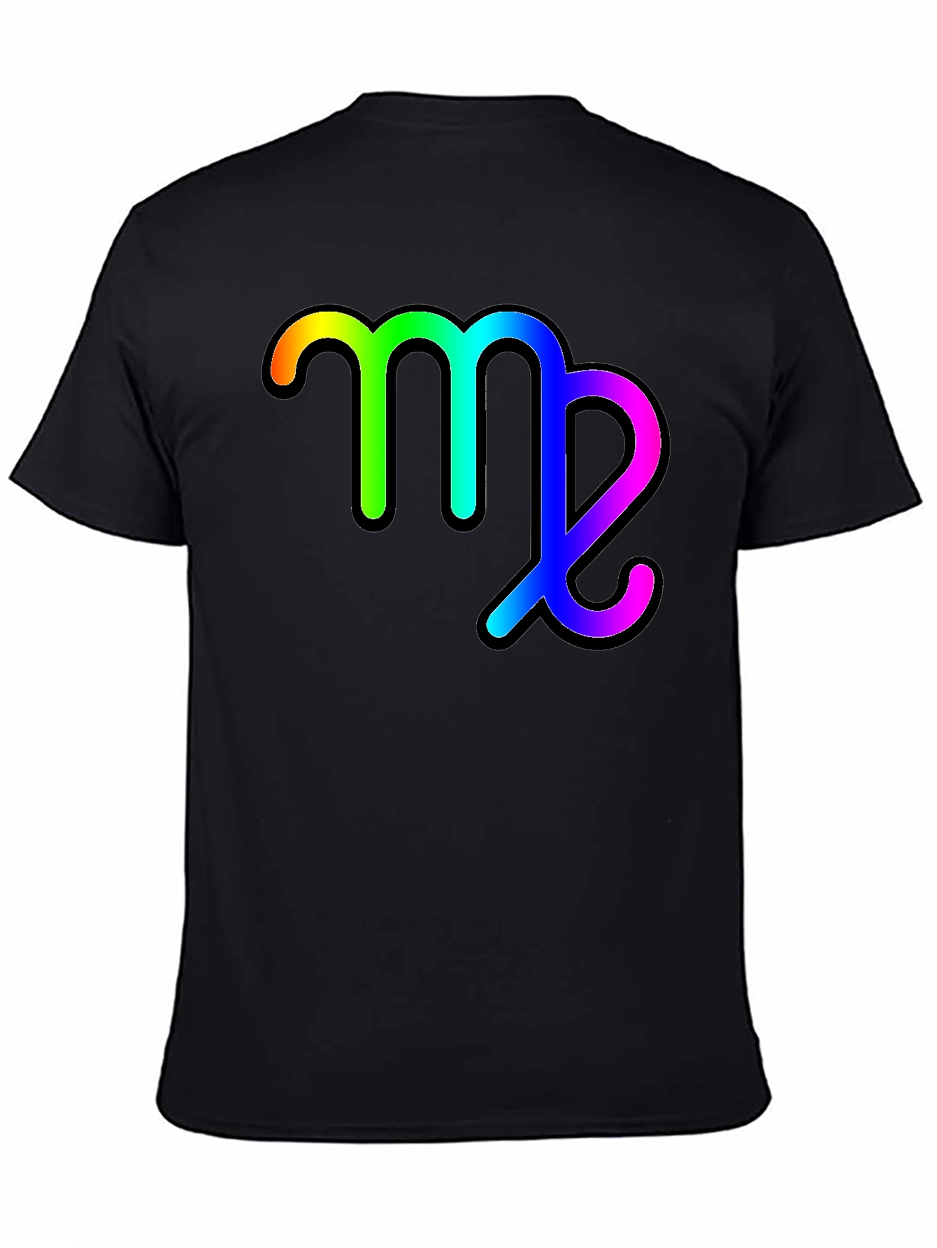 Rainbow Virgo Zodiac Sign Black T-Shirt