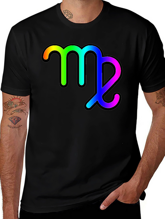 Rainbow Virgo Zodiac Sign Black T-Shirt