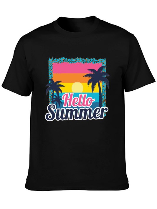 Hello Summer Palm Tree Graphic Tee