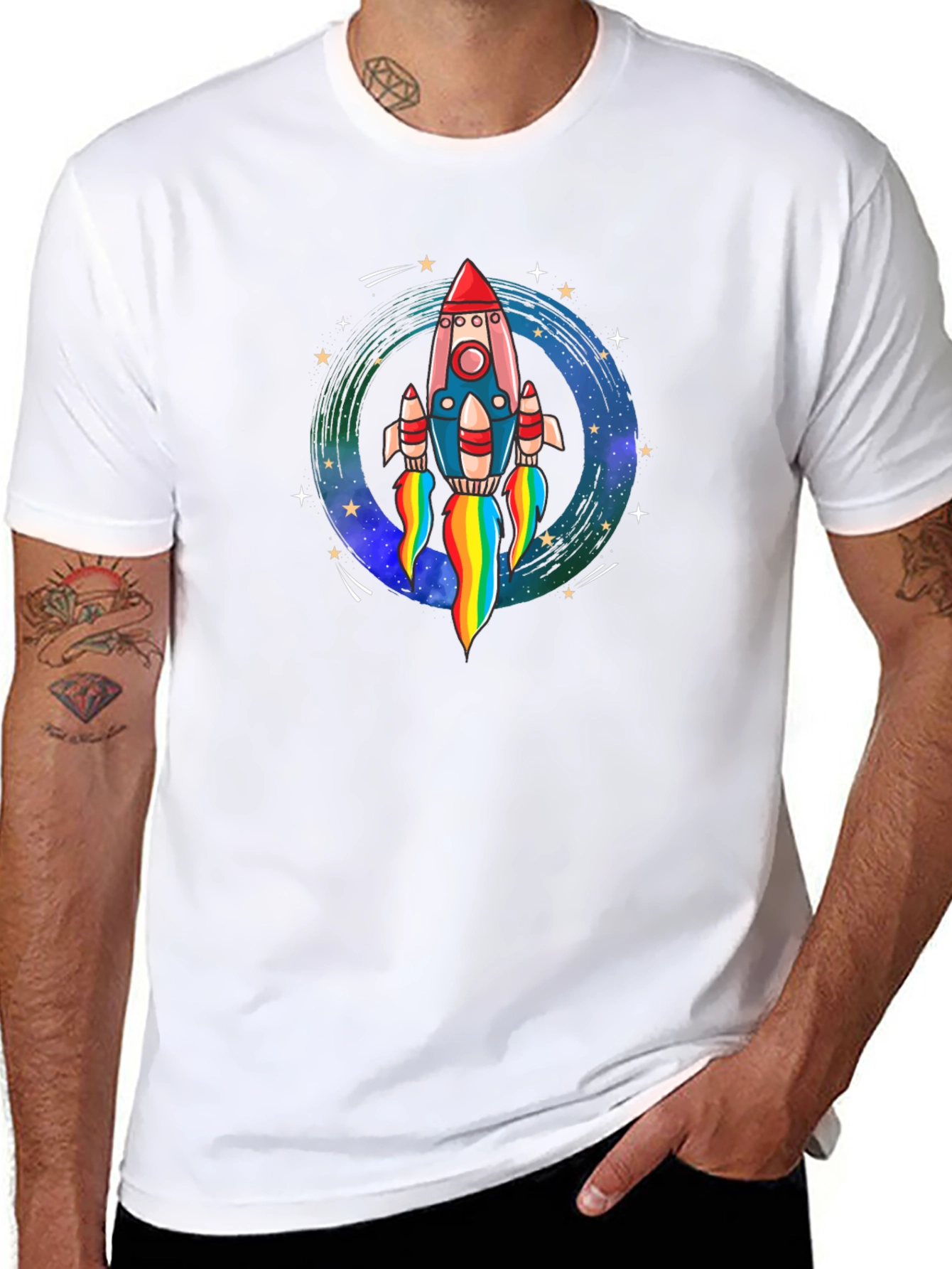 Rocket Launch Graphic Tee - Black Cotton Comfort