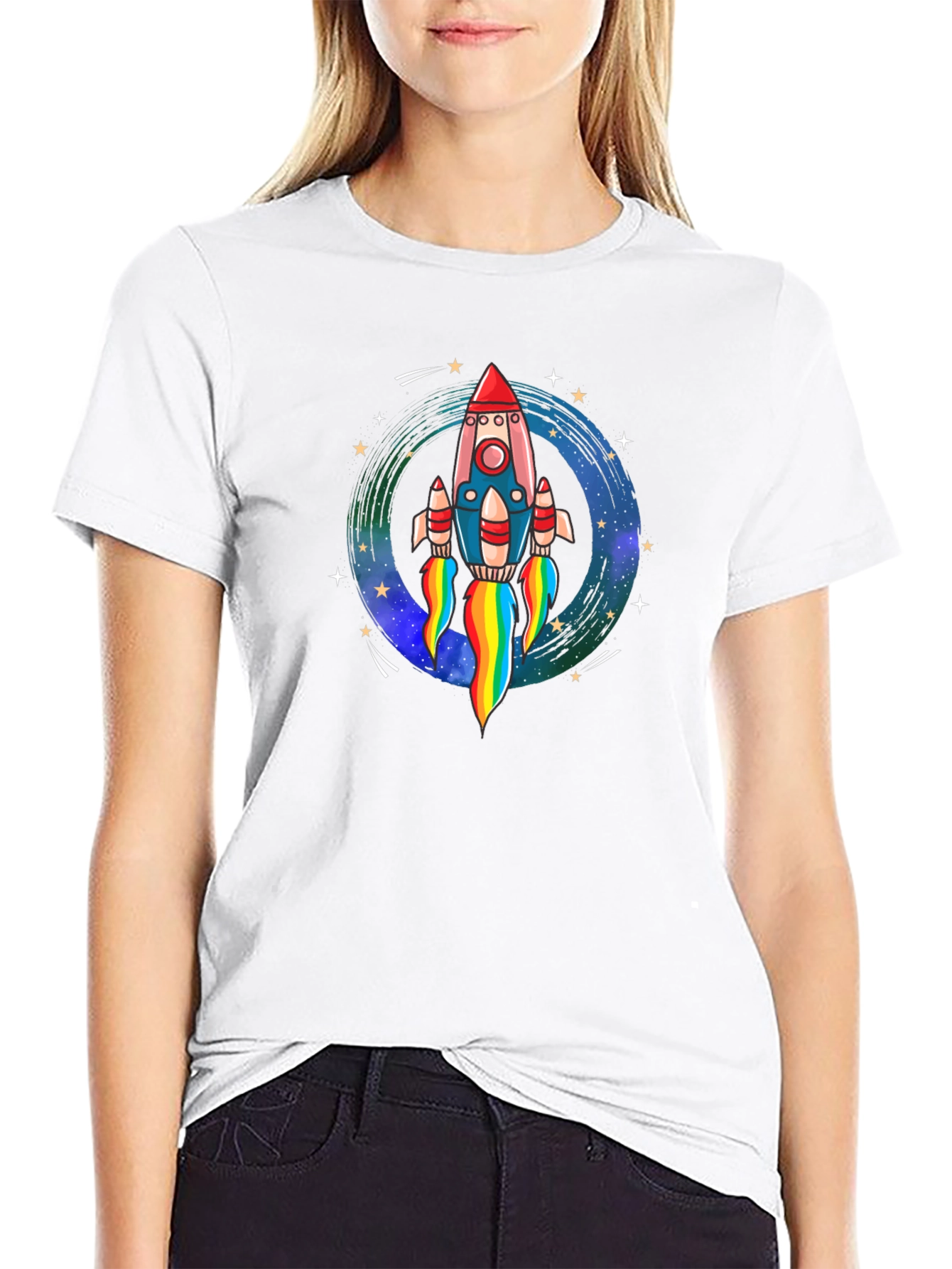Rocket Launch Graphic Tee - Black Cotton Comfort