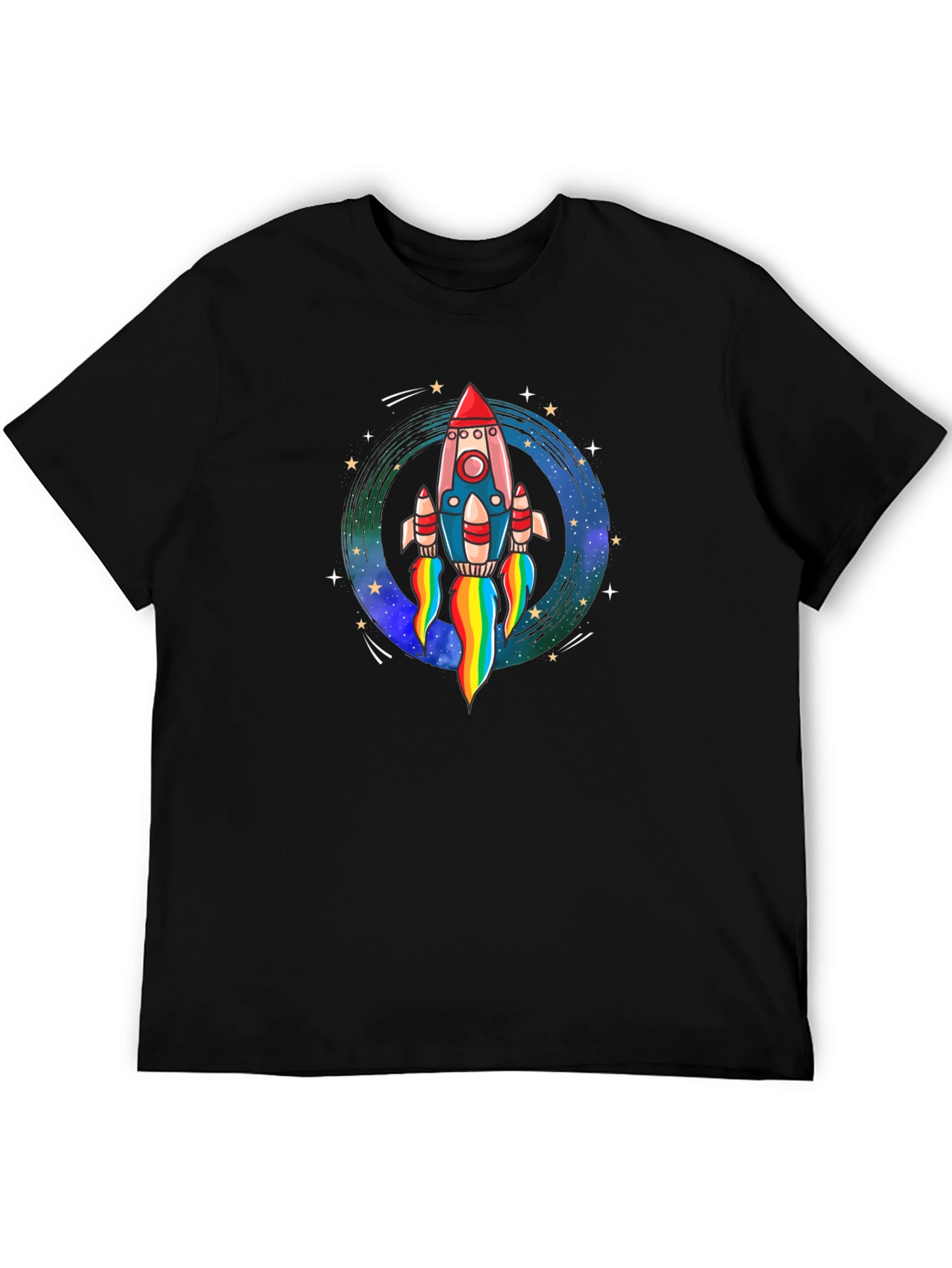 Rocket Launch Graphic Tee - Black Cotton Comfort