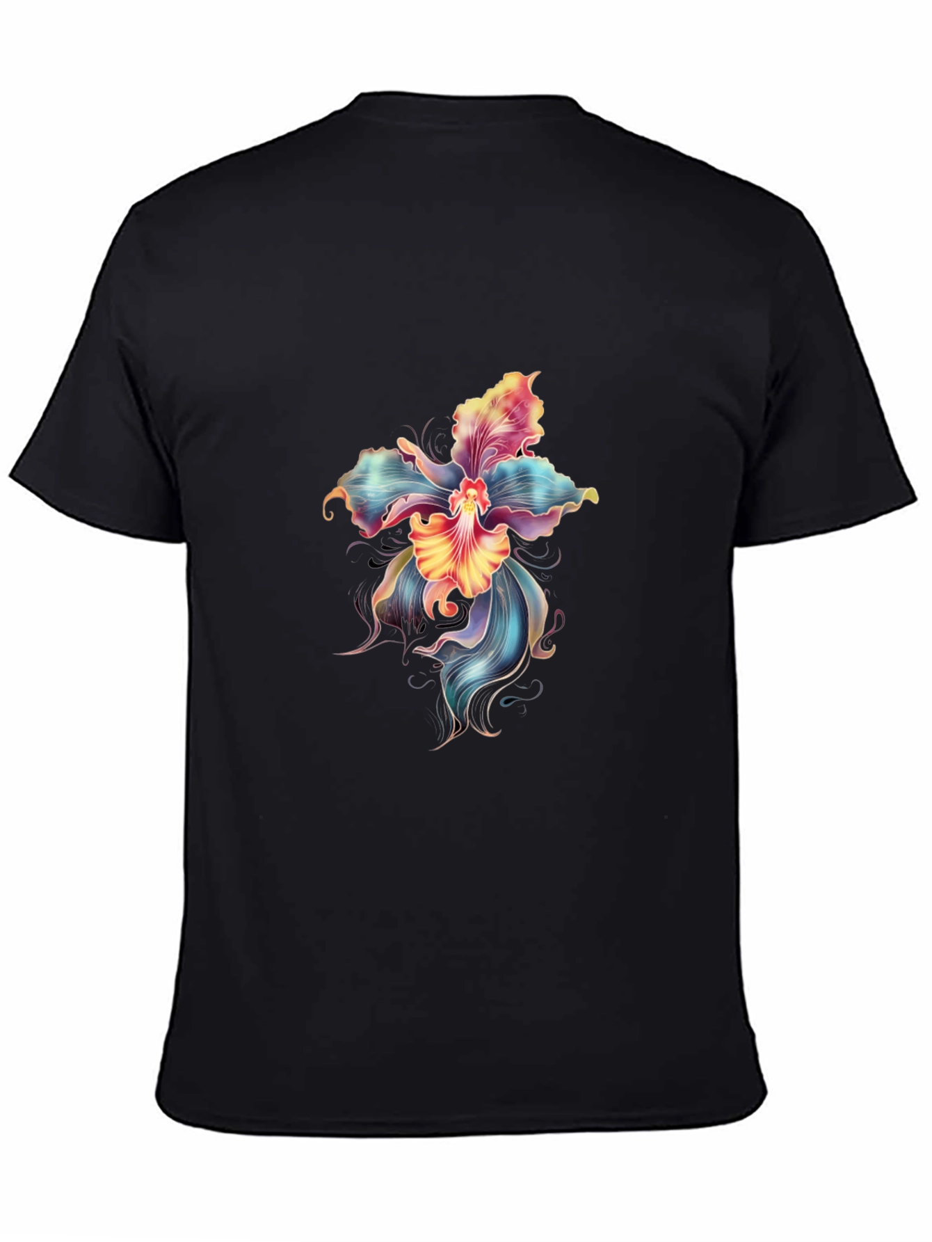 Floral Graphic Print Black T-Shirt