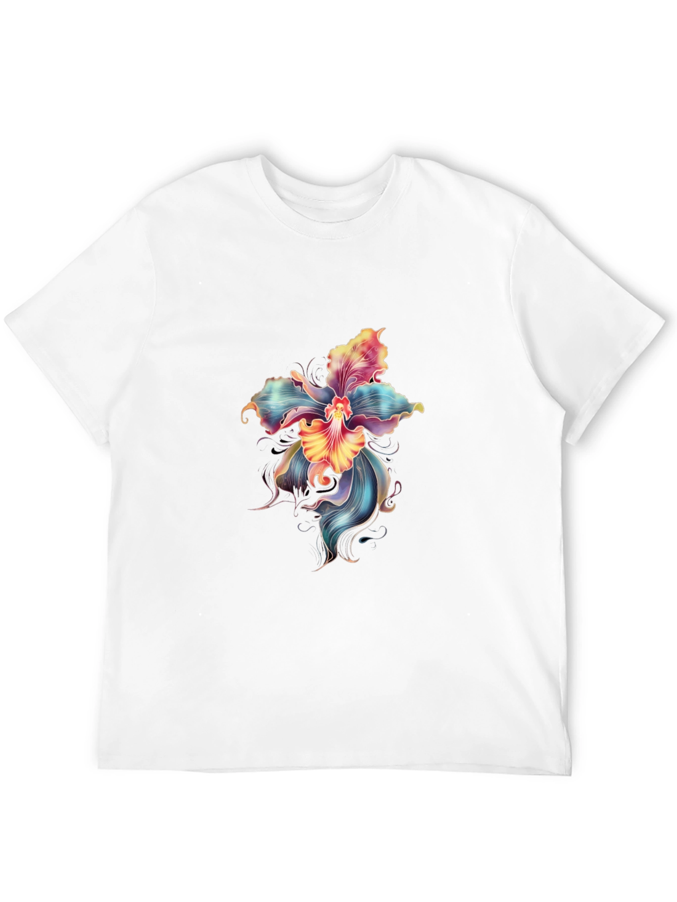 Floral Graphic Print Black T-Shirt