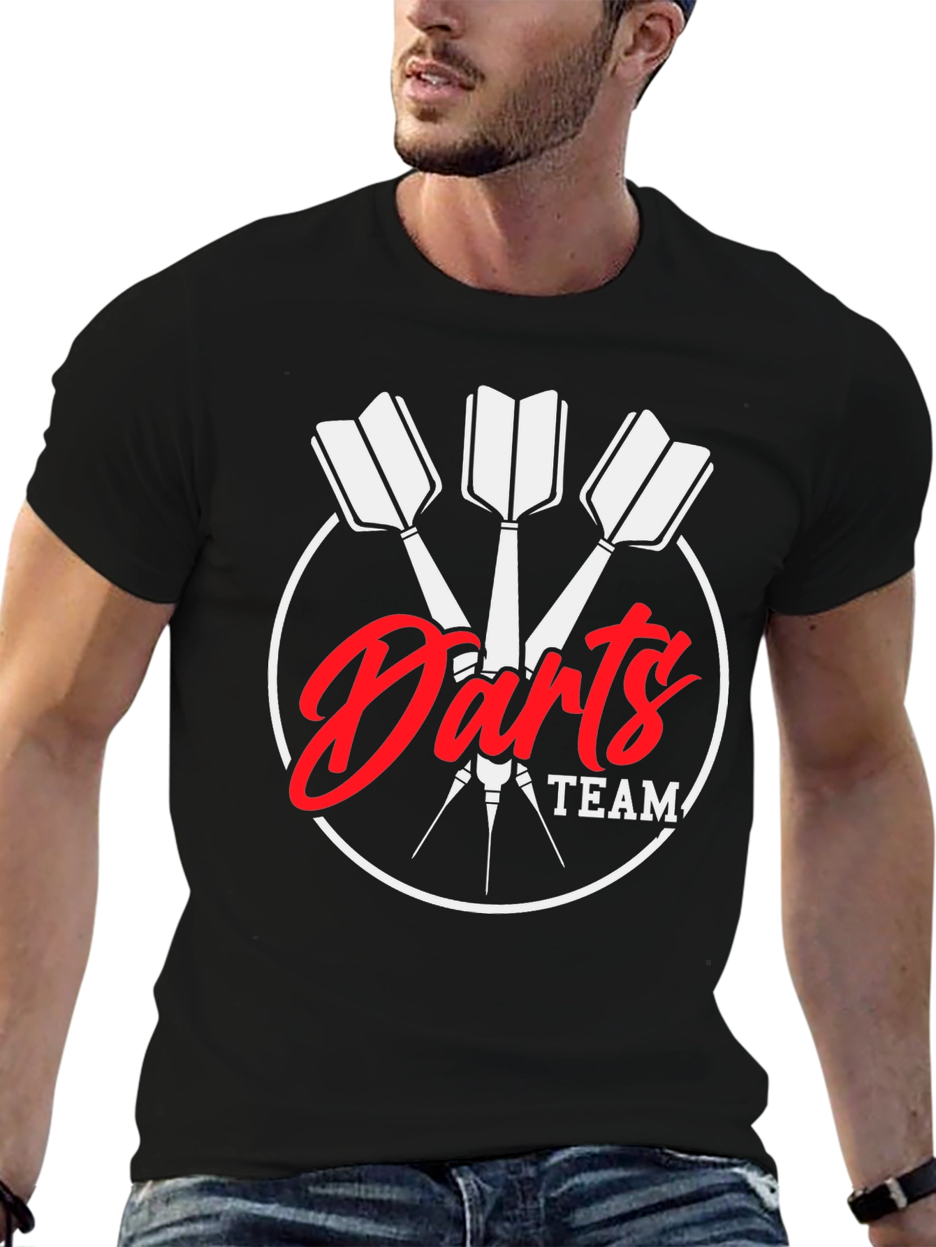Darts Team Black T-Shirt - Sporty Casual Tee