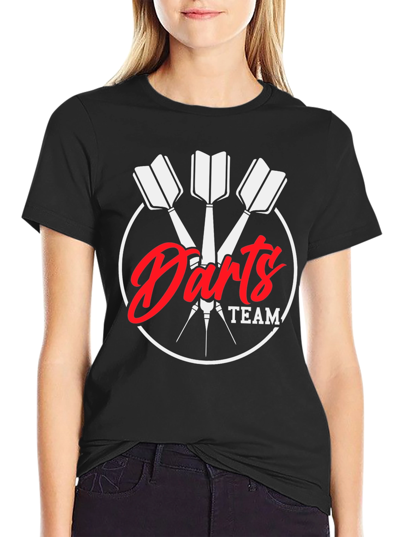 Darts Team Black T-Shirt - Sporty Casual Tee