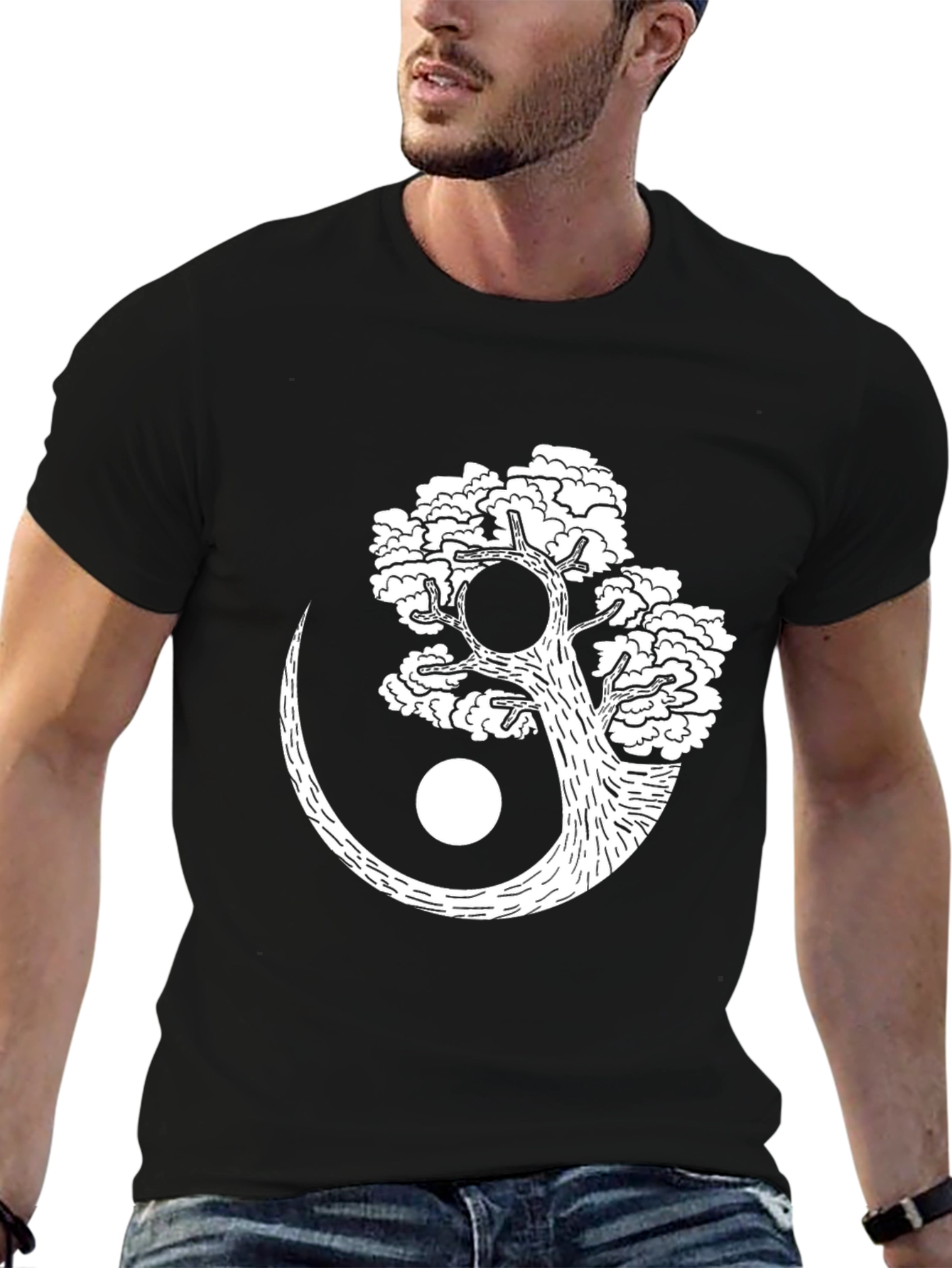 Yin Yang Tree Graphic Tee - Black