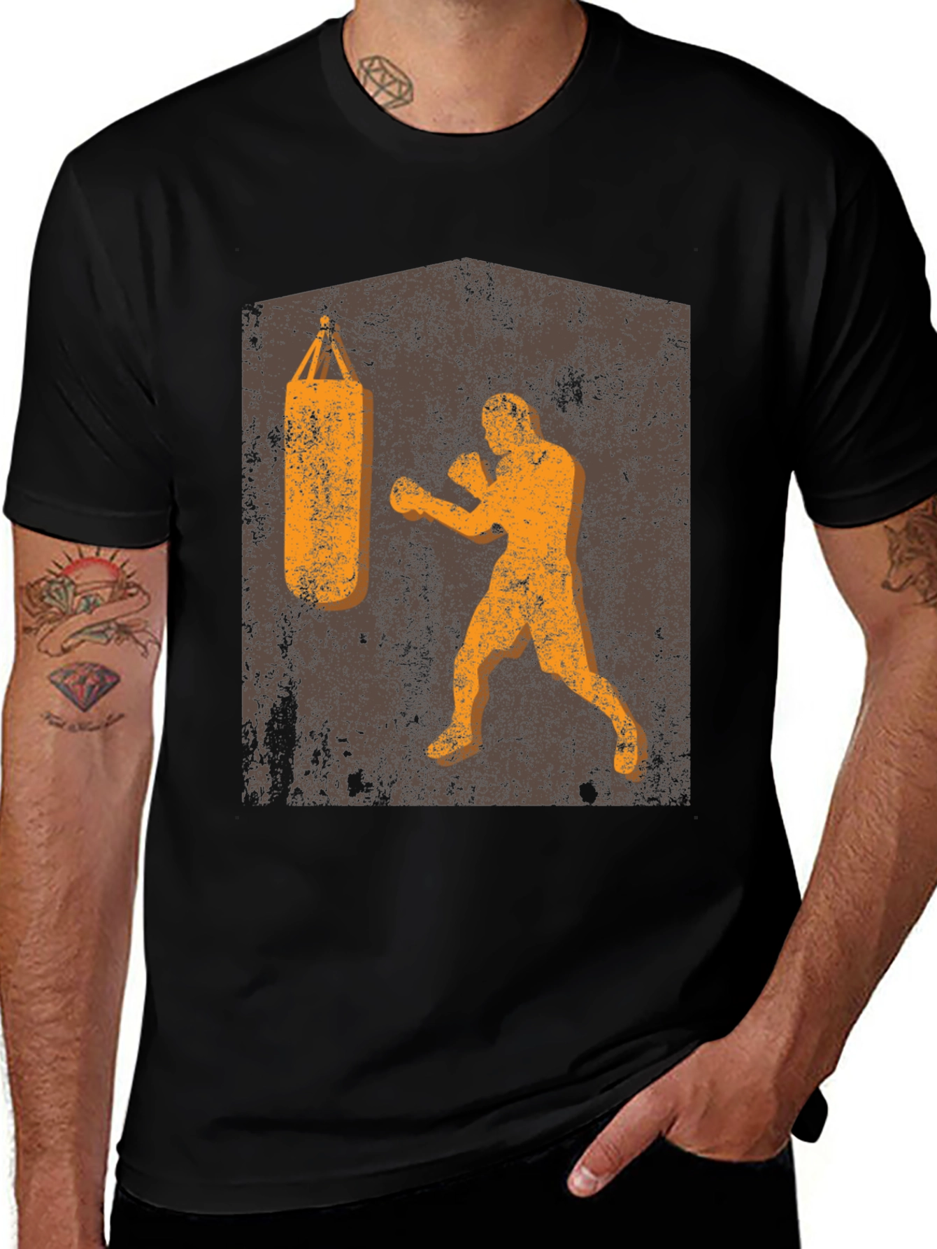 Retro Boxer T-Shirt: Punching Bag Design