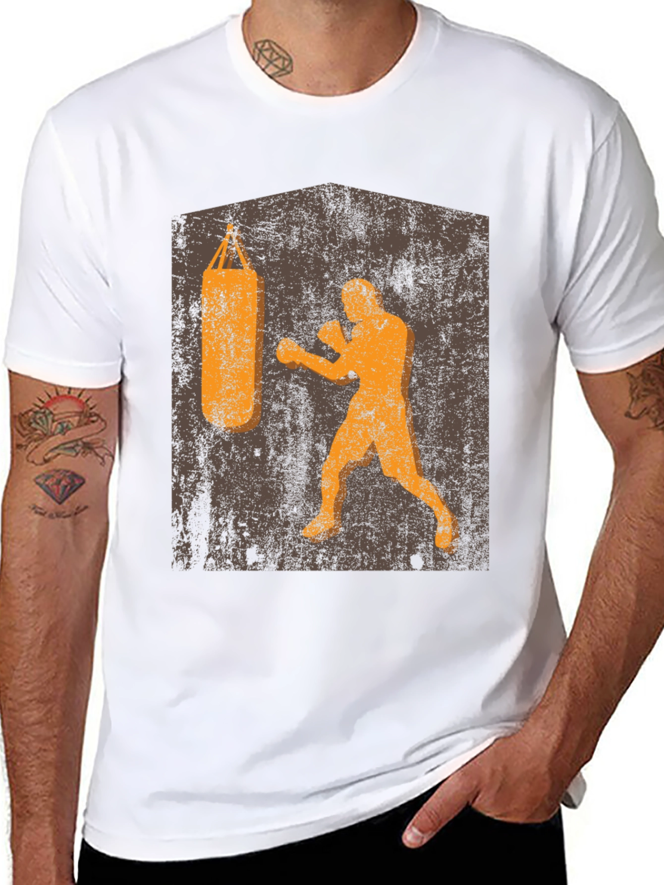 Retro Boxer T-Shirt: Punching Bag Design
