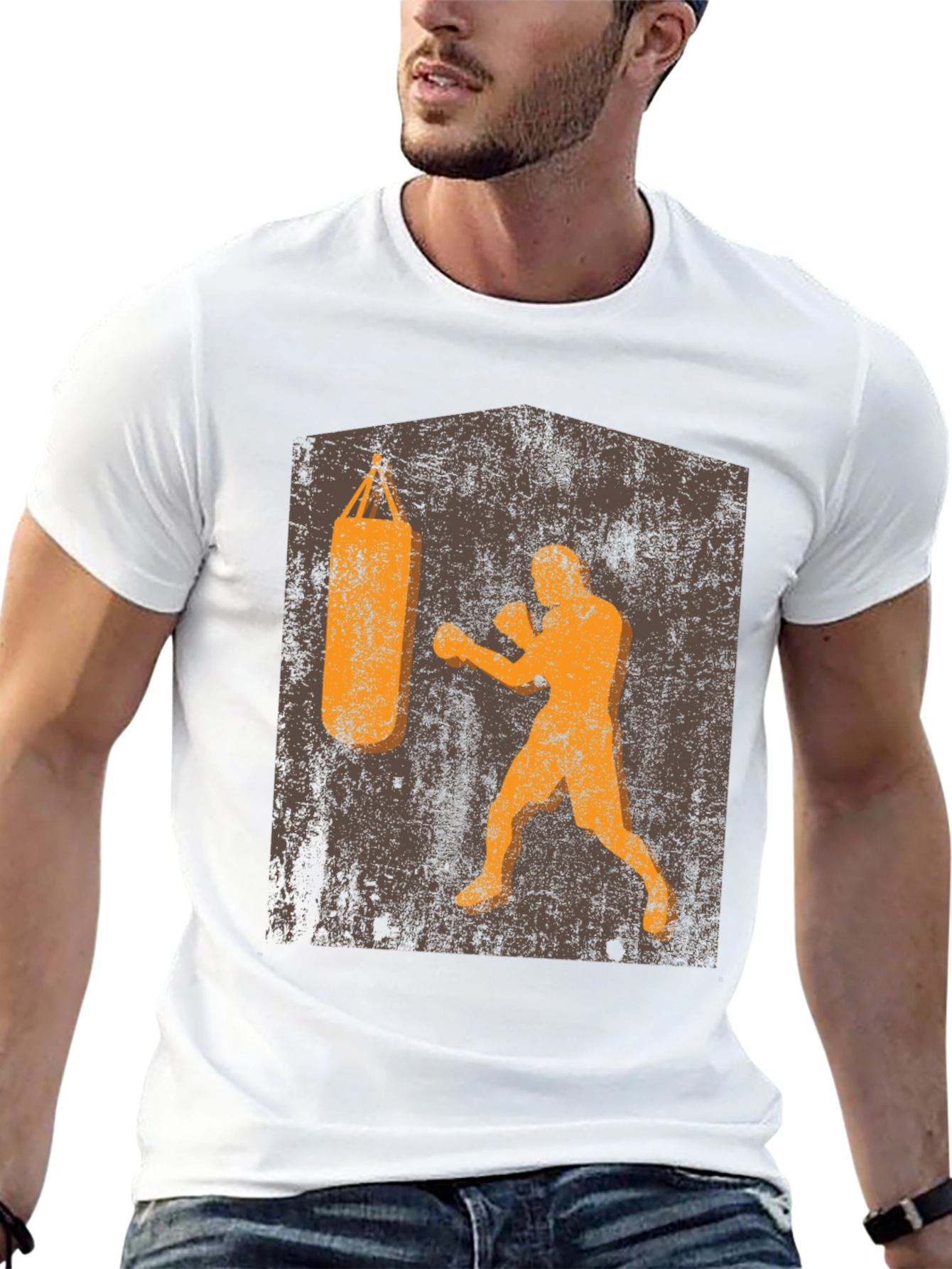 Retro Boxer T-Shirt: Punching Bag Design