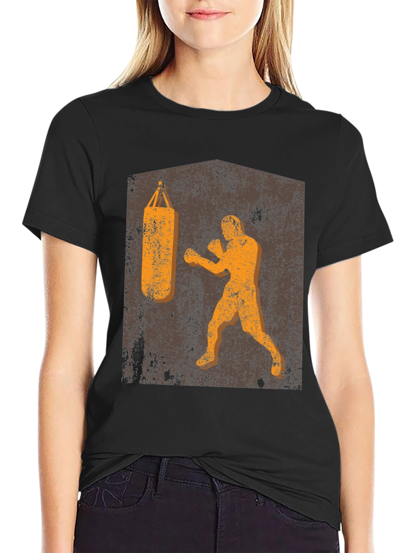 Retro Boxer T-Shirt: Punching Bag Design