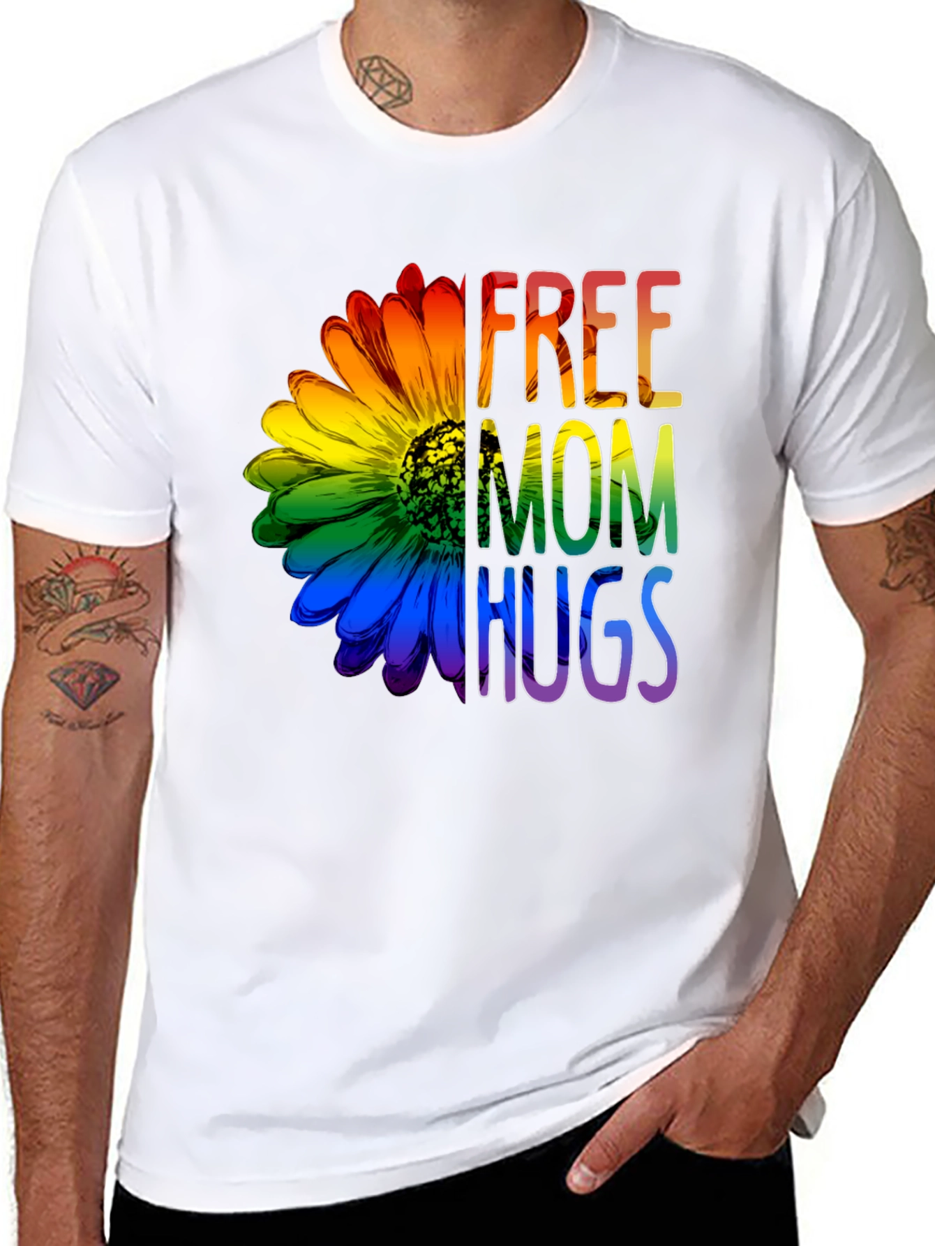Free Mom Hugs Rainbow Flower T-Shirt