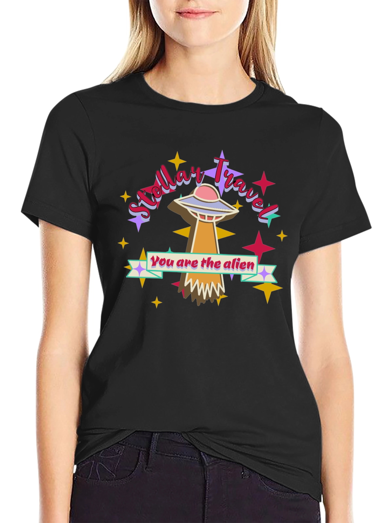 Stellar Travel You are the Alien Black T-Shirt