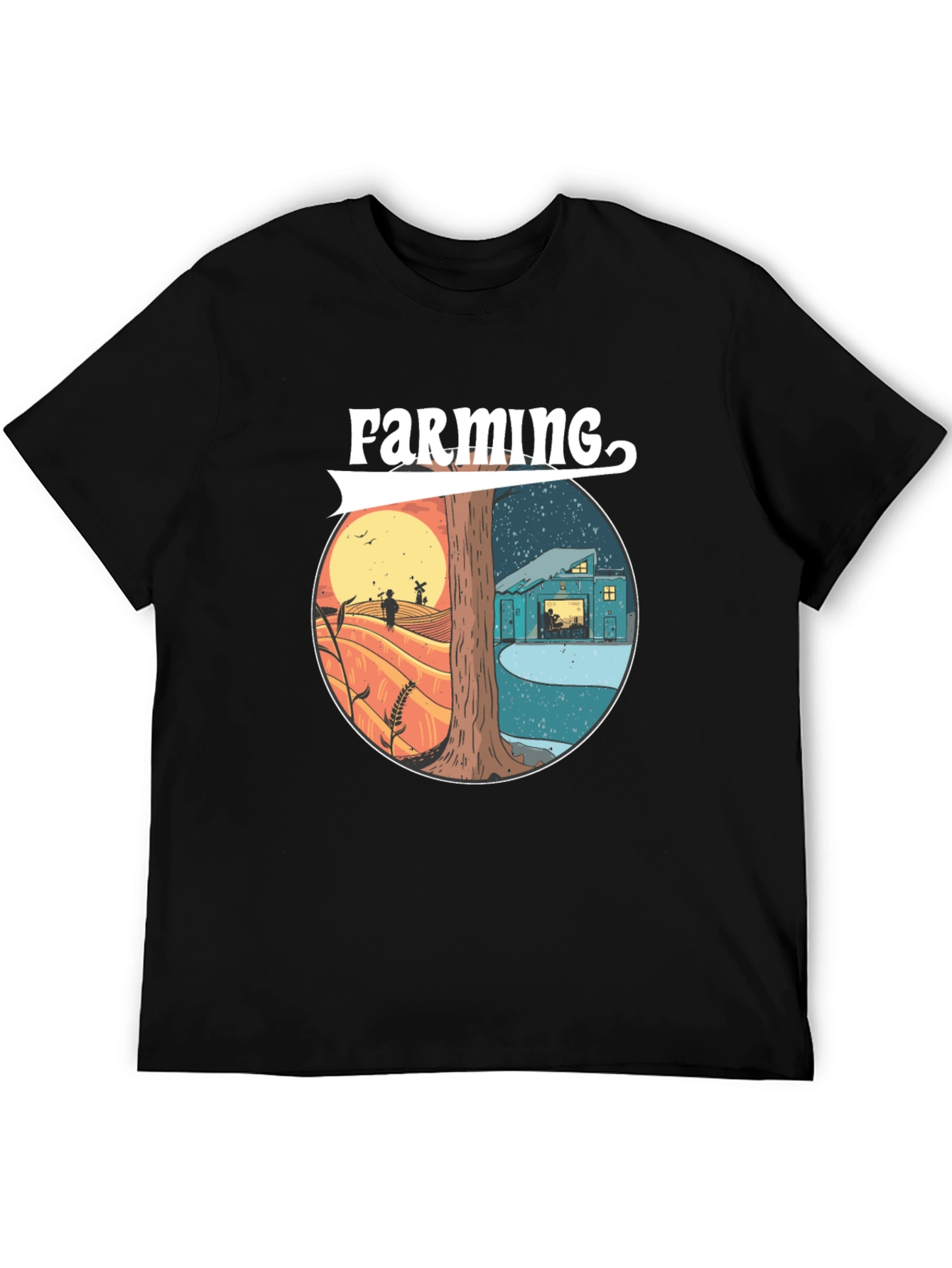 Farming Day & Night Graphic T-Shirt