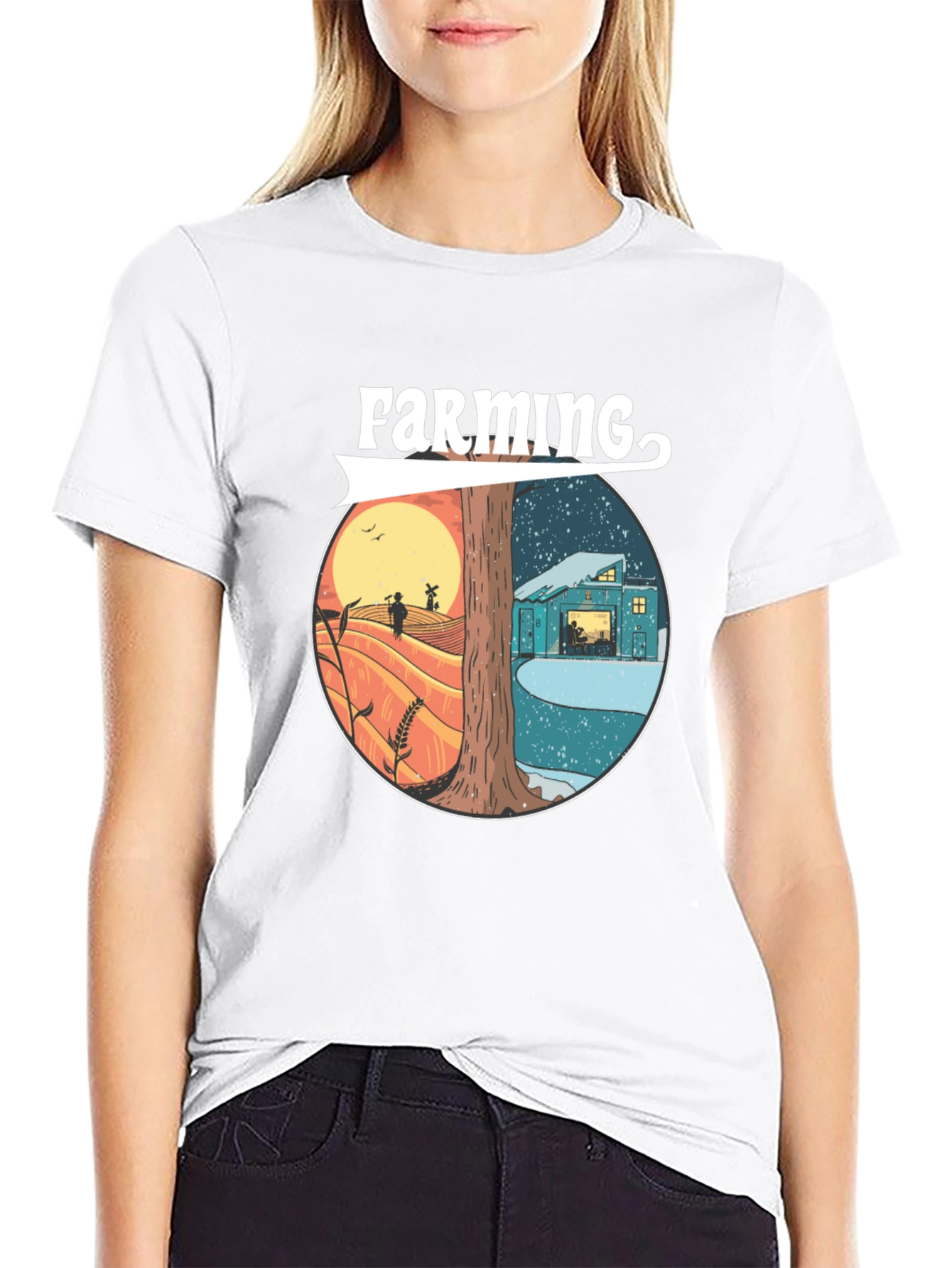 Farming Day & Night Graphic T-Shirt