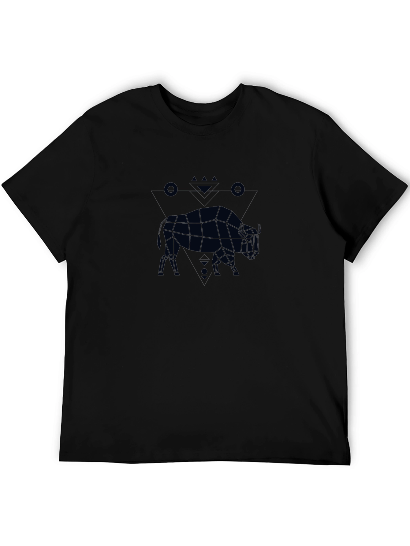 Geometric Bison Graphic Tee - Black