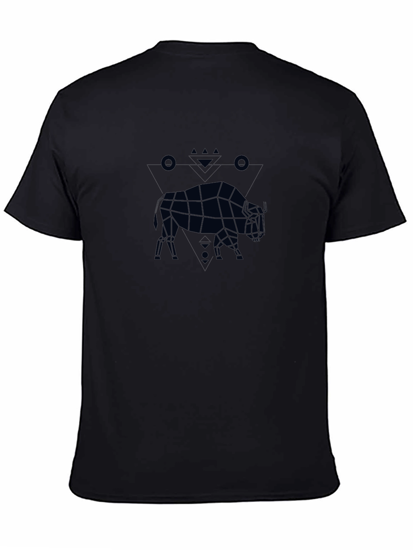Geometric Bison Graphic Tee - Black