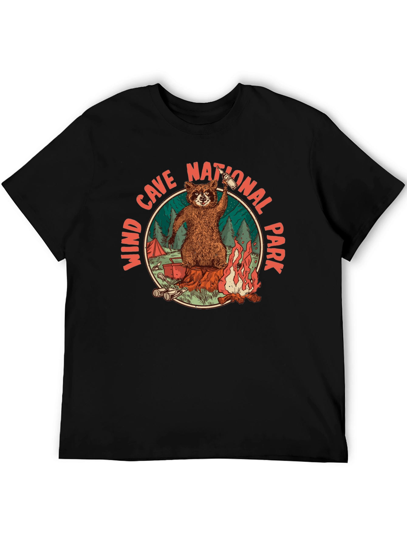 Wind Cave National Park Raccoon Camping T-Shirt