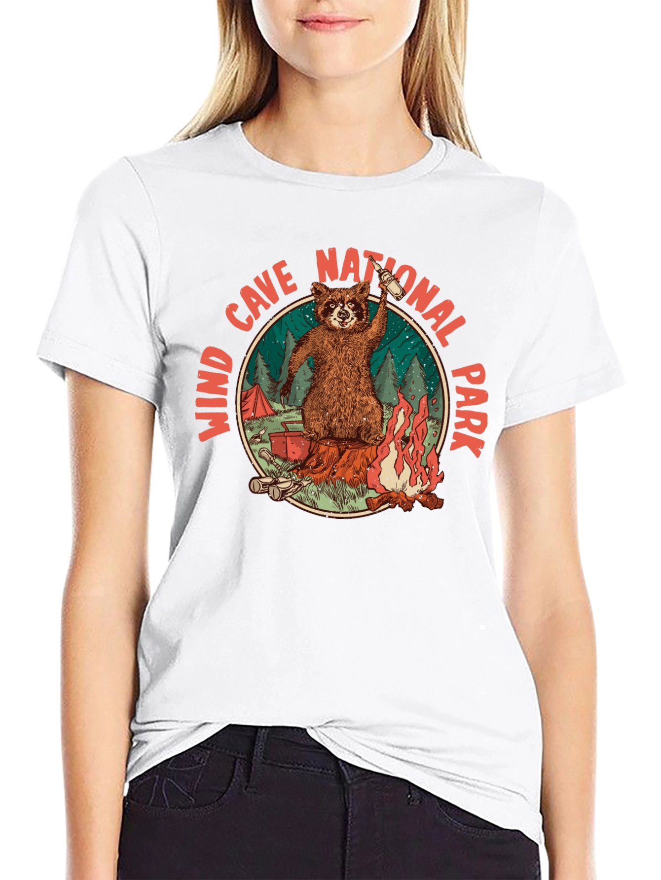 Wind Cave National Park Raccoon Camping T-Shirt