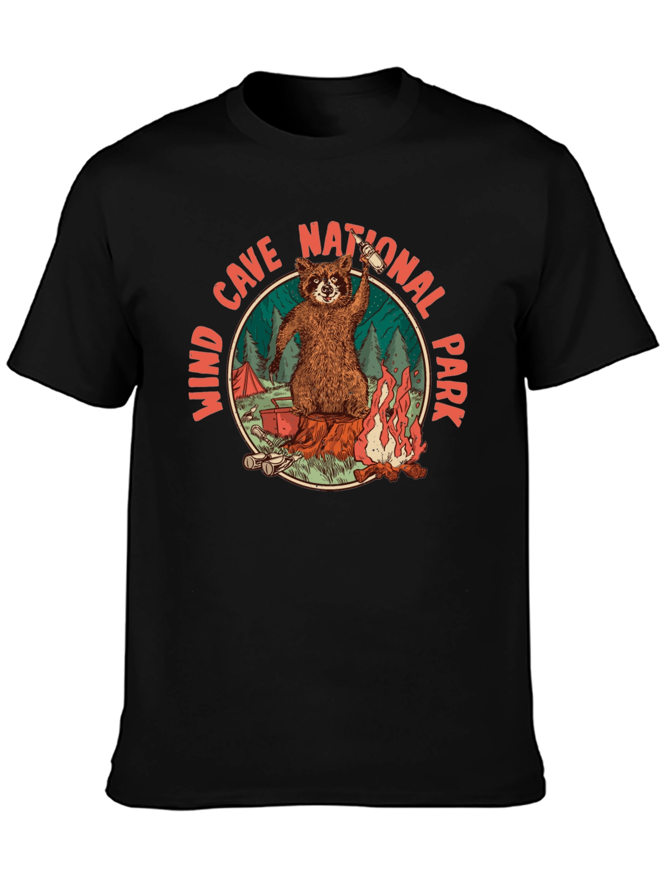 Wind Cave National Park Raccoon Camping T-Shirt