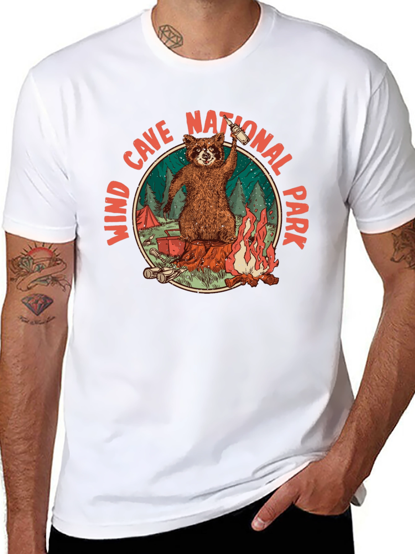 Wind Cave National Park Raccoon Camping T-Shirt