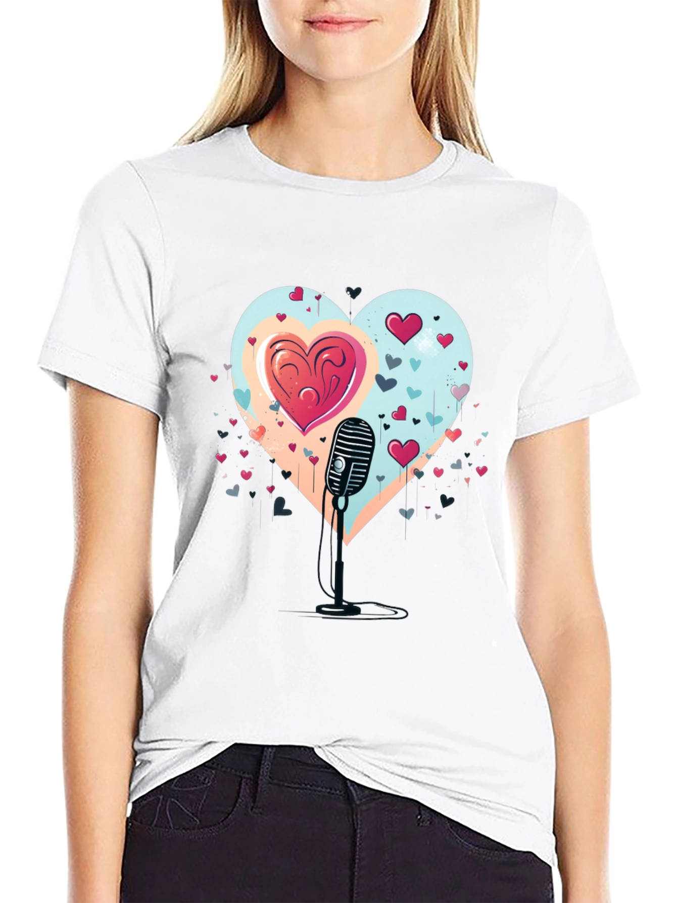 Heartfelt Serenade Tee - Retro Mic Valentines Day Shirt