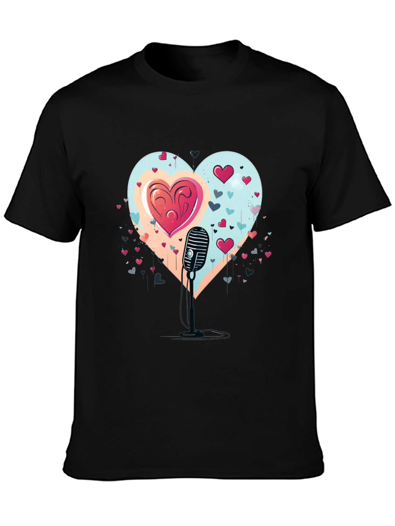 Heartfelt Serenade Tee - Retro Mic Valentines Day Shirt