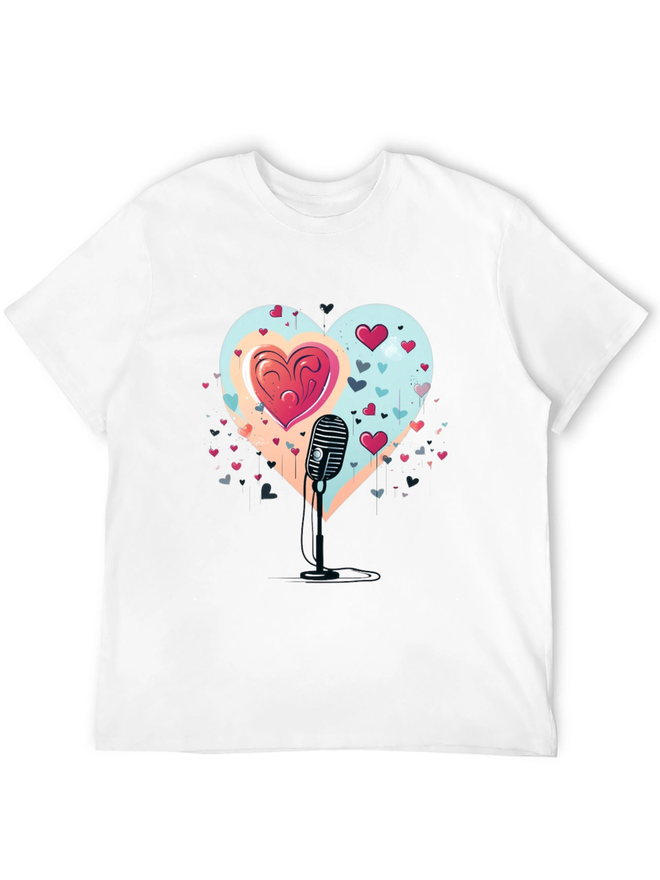 Heartfelt Serenade Tee - Retro Mic Valentines Day Shirt