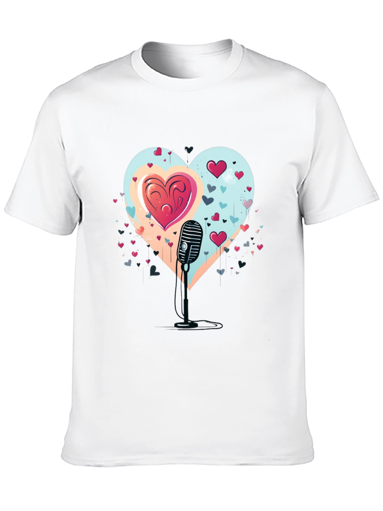 Heartfelt Serenade Tee - Retro Mic Valentines Day Shirt