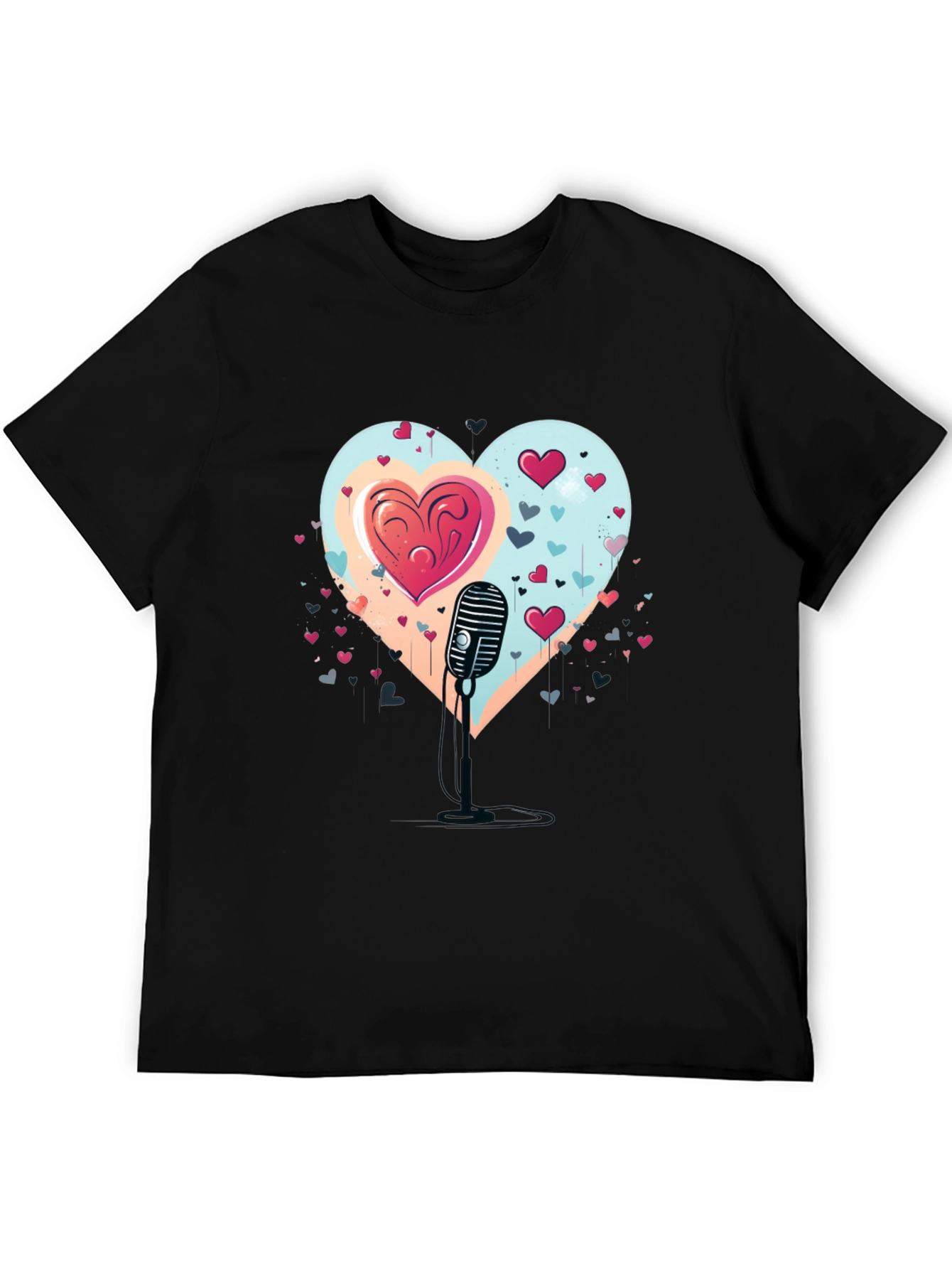 Heartfelt Serenade Tee - Retro Mic Valentines Day Shirt