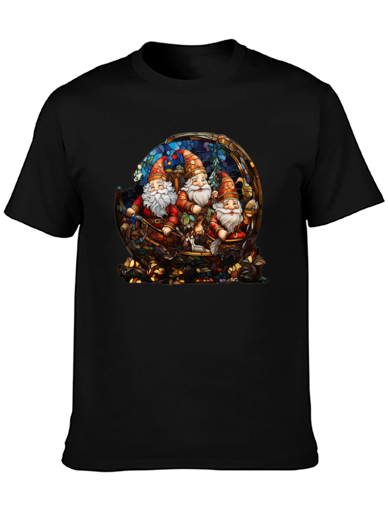 Gnome Stained Glass Graphic Tee - Black