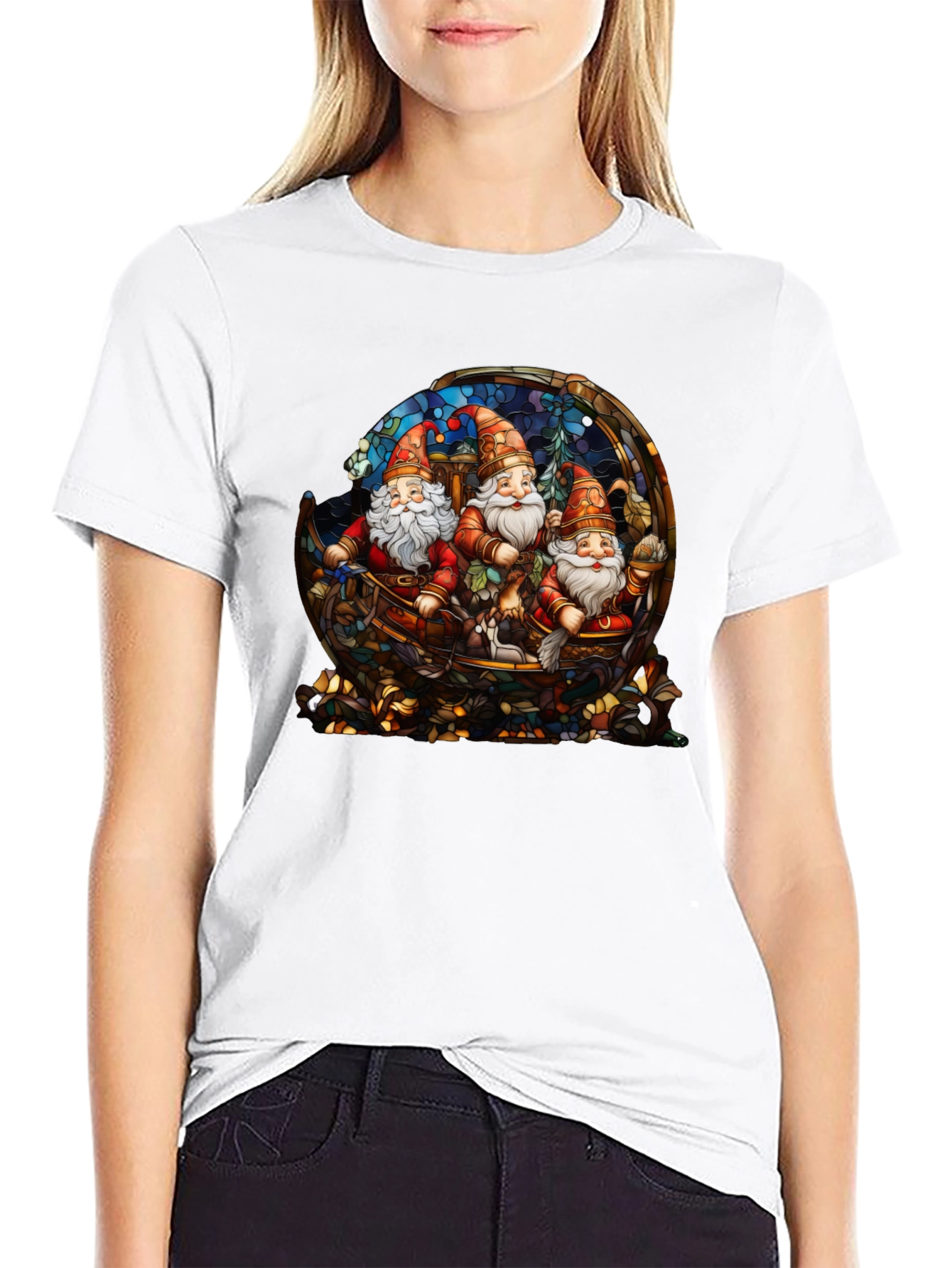 Gnome Stained Glass Graphic Tee - Black