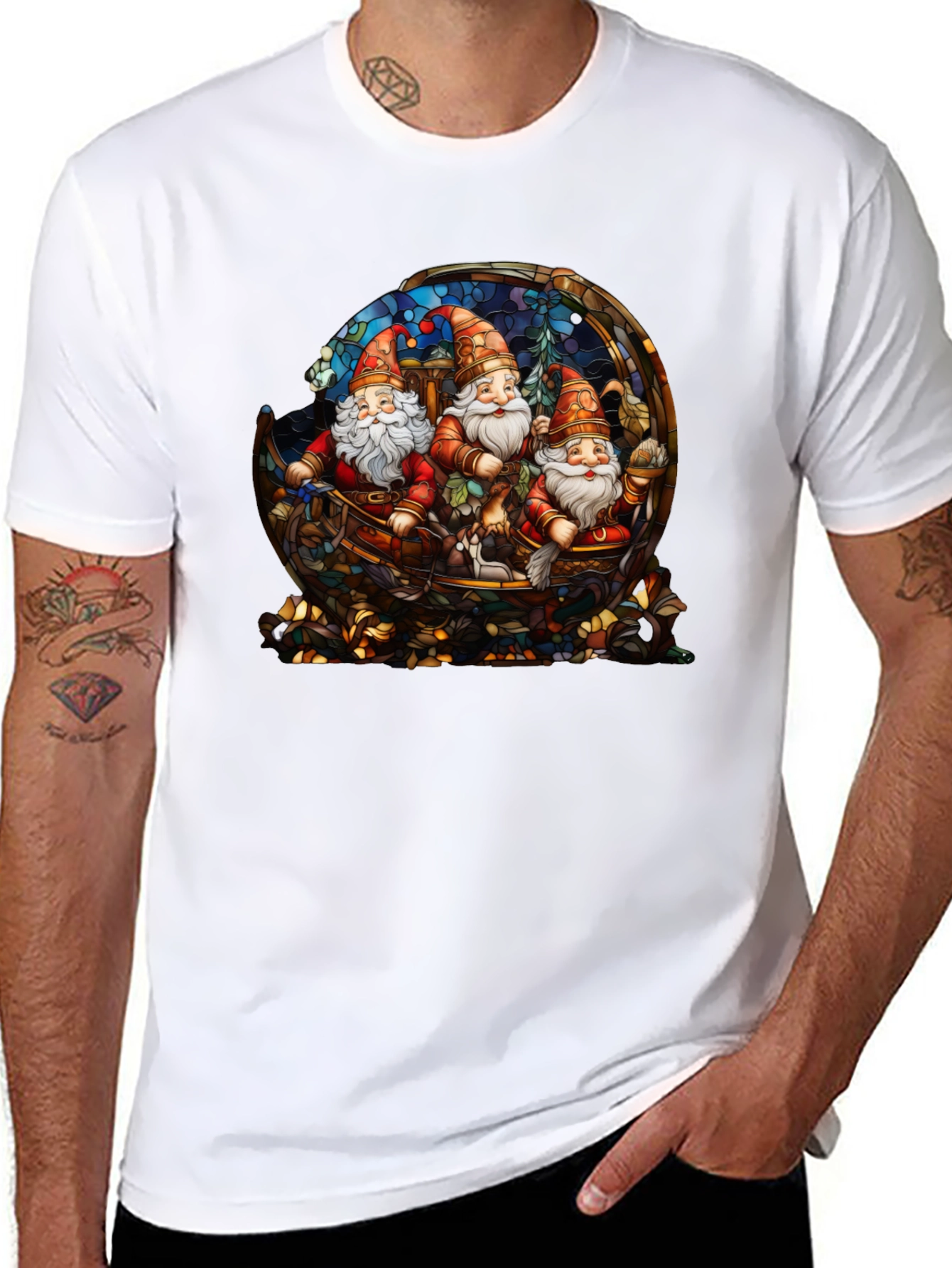Gnome Stained Glass Graphic Tee - Black