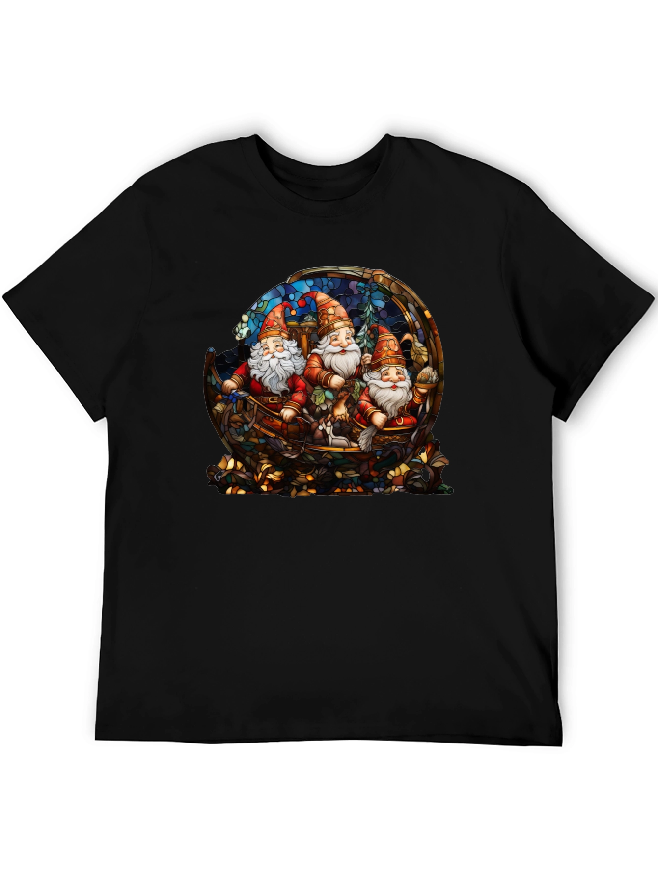 Gnome Stained Glass Graphic Tee - Black