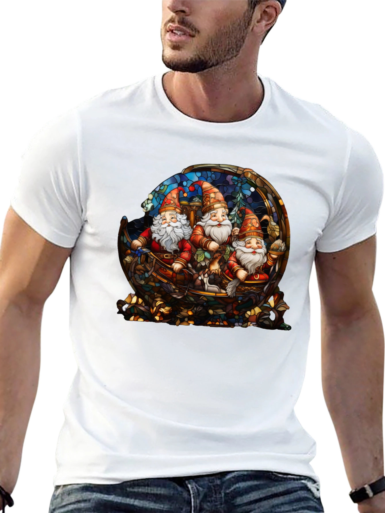 Gnome Stained Glass Graphic Tee - Black